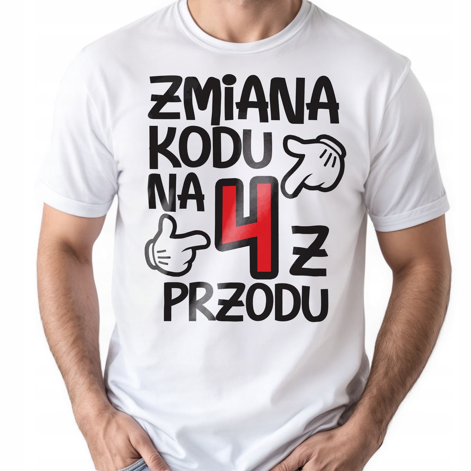 Koszulka biała męska Zmiana Kodu 40 Urodziny Prezent r. 3XL