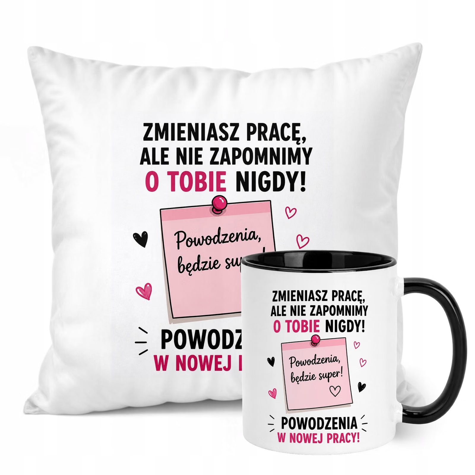 Zestaw Kubek Czarny Poduszka Z Nadrukiem Odejście z Pracy Prezent