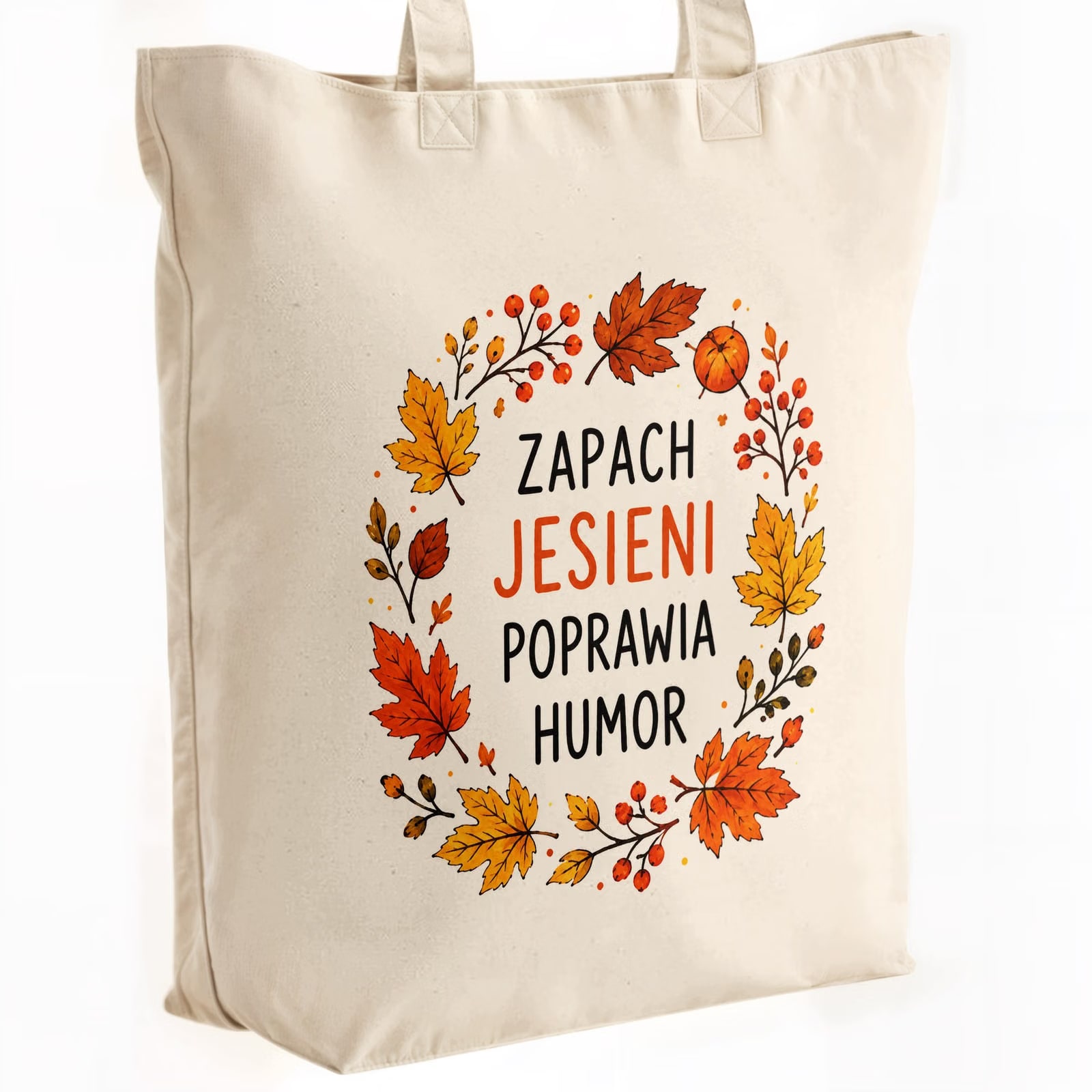 Torba shopper bawełniana premium jesień jesienna na zakupy z nadrukiem