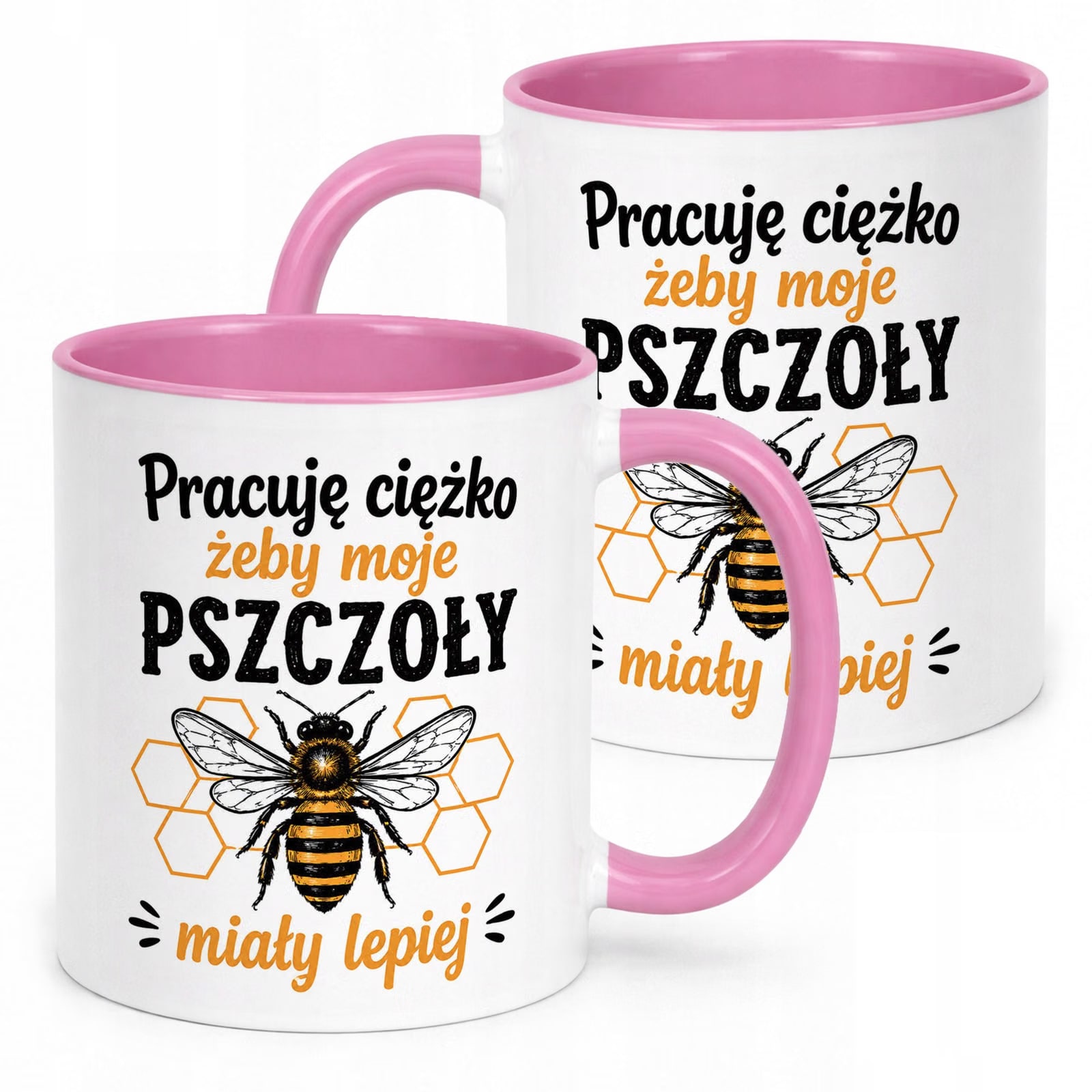 Różowy Kubek z nadrukiem Dla Pszczelarza Szef Pasieki Upominek Prezent