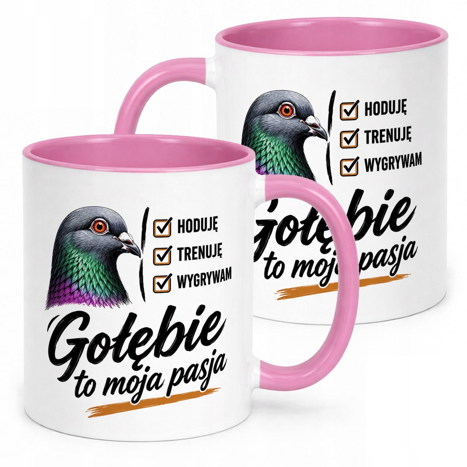 Różowy Kubek z nadrukiem Dla Gołębiarza Hodowcy Gołębi Upominek Prezent