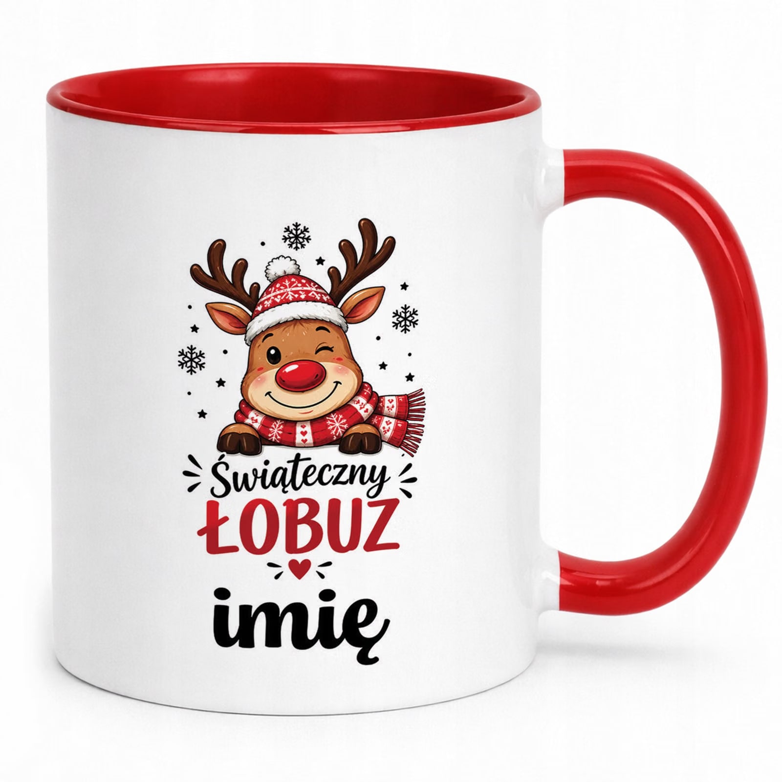 Kubek Czerwony Personalizowany z Nadrukiem Boże Narodzenie Święta Prezent