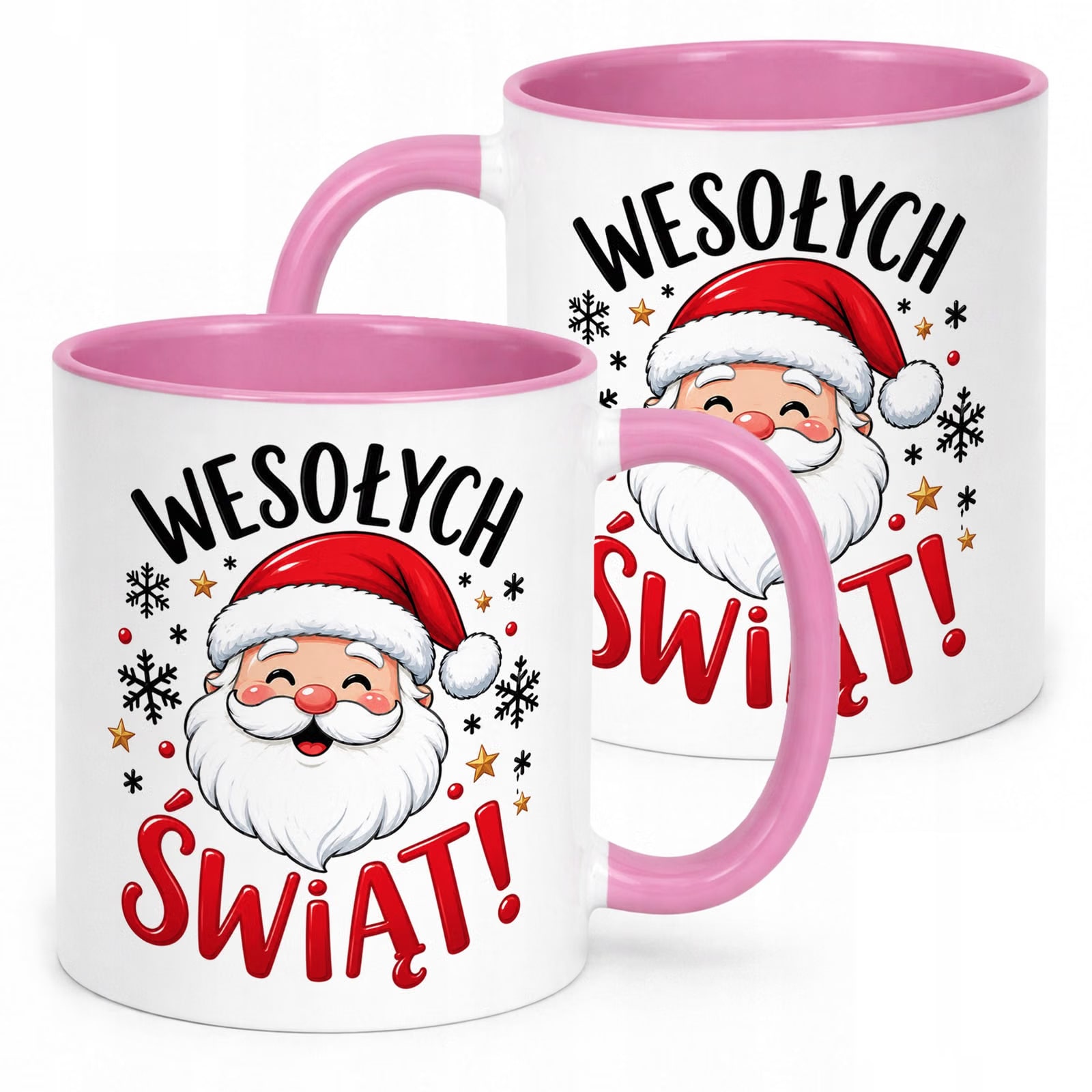 Kubek Różowy z Nadrukiem Boże Narodzenie Mikołajki Wesołych Świąt Prezent