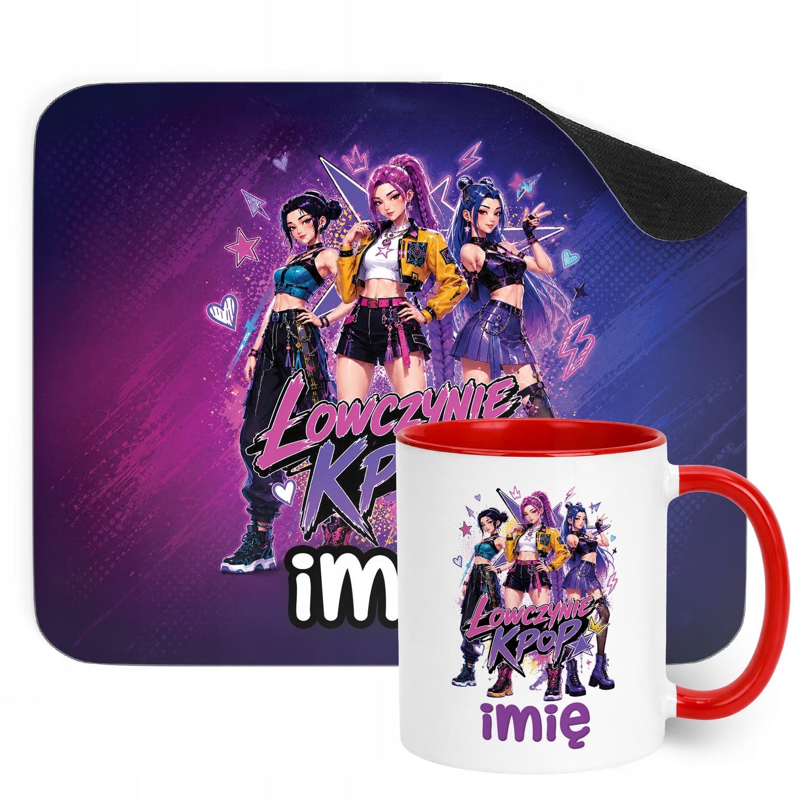 Zestaw personalizowany Kubek Czerwony Podkładka pod mysz Łowczynie Kpop