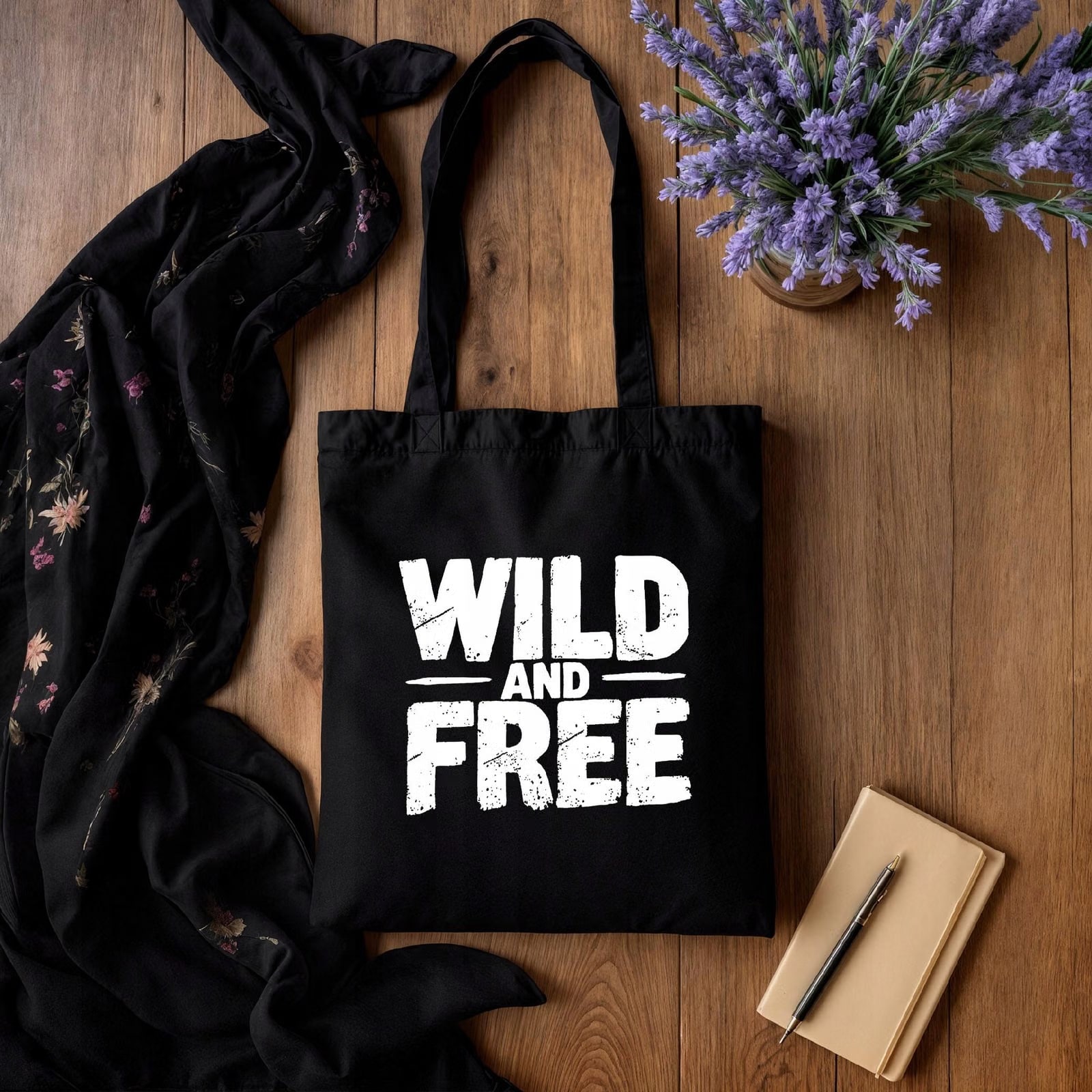 Torba bawełniana czarna na zakupy Wild And Free