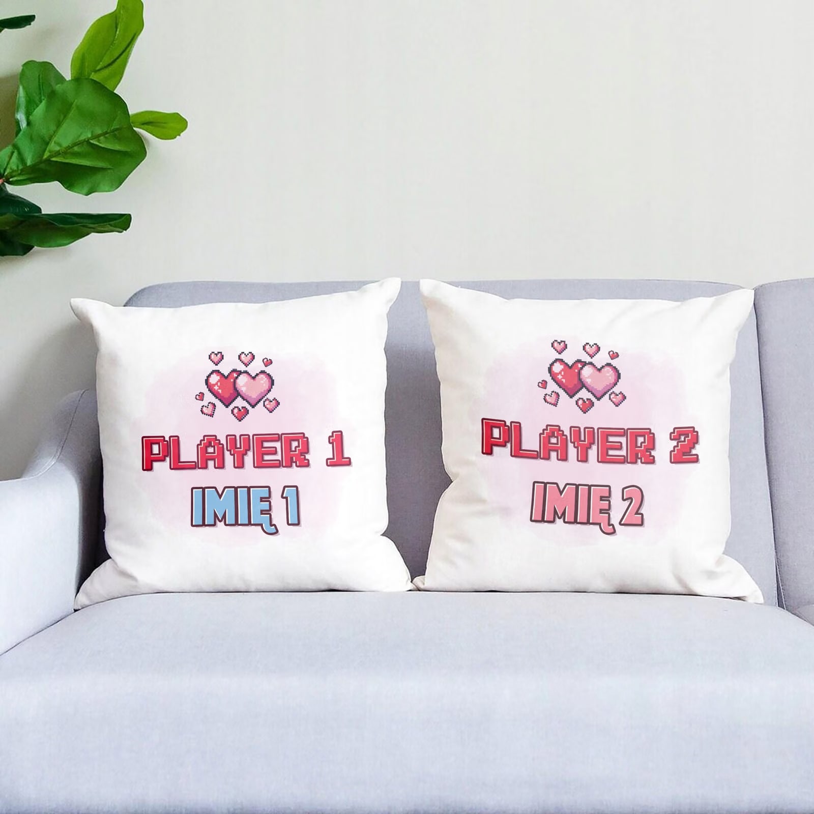 Zestaw Poduszek 38×38 cm Personalizowanych Z okazji Walentynek Dla Graczy