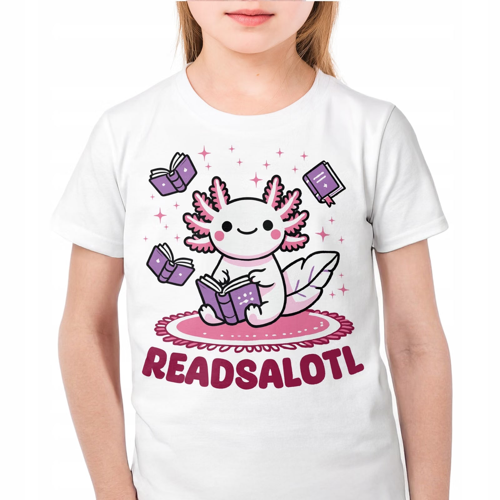 T-shirt dziecięcy biały Aksolotl Axolotl Mine craft Zwierzak