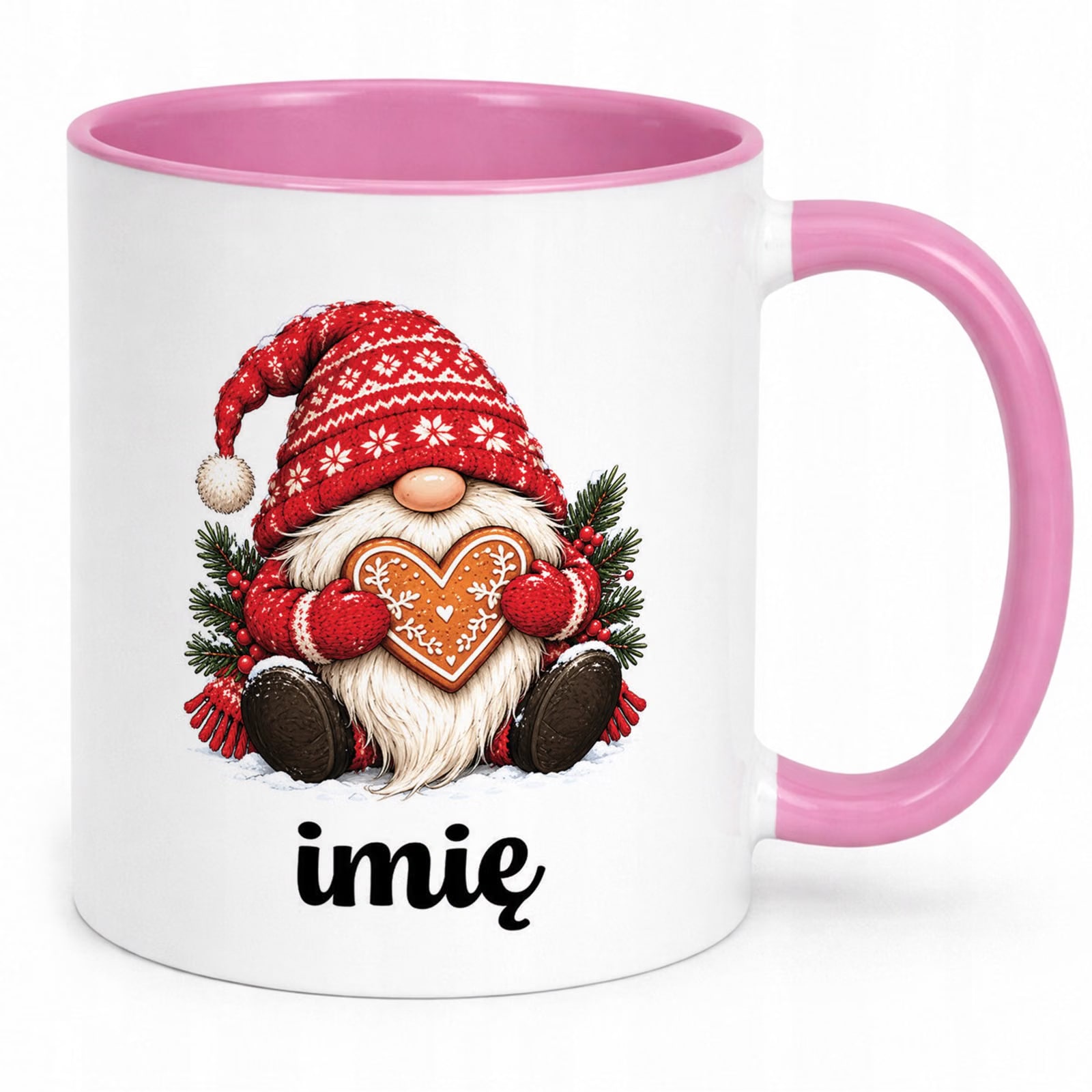 Kubek Różowy Personalizowany z Nadrukiem Boże Narodzenie Święta Prezent