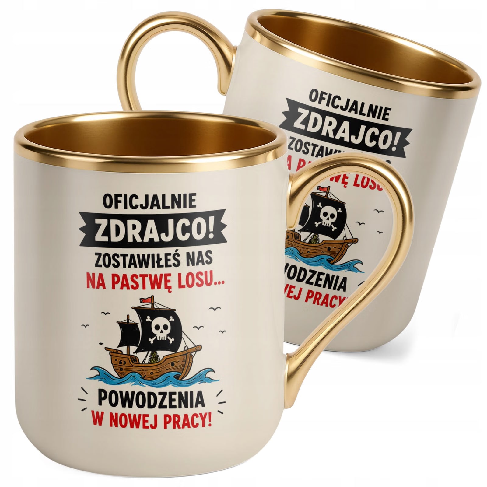 Kubek z nadrukiem Premium Złoty Ecru Pożegnanie Odejście z Pracy