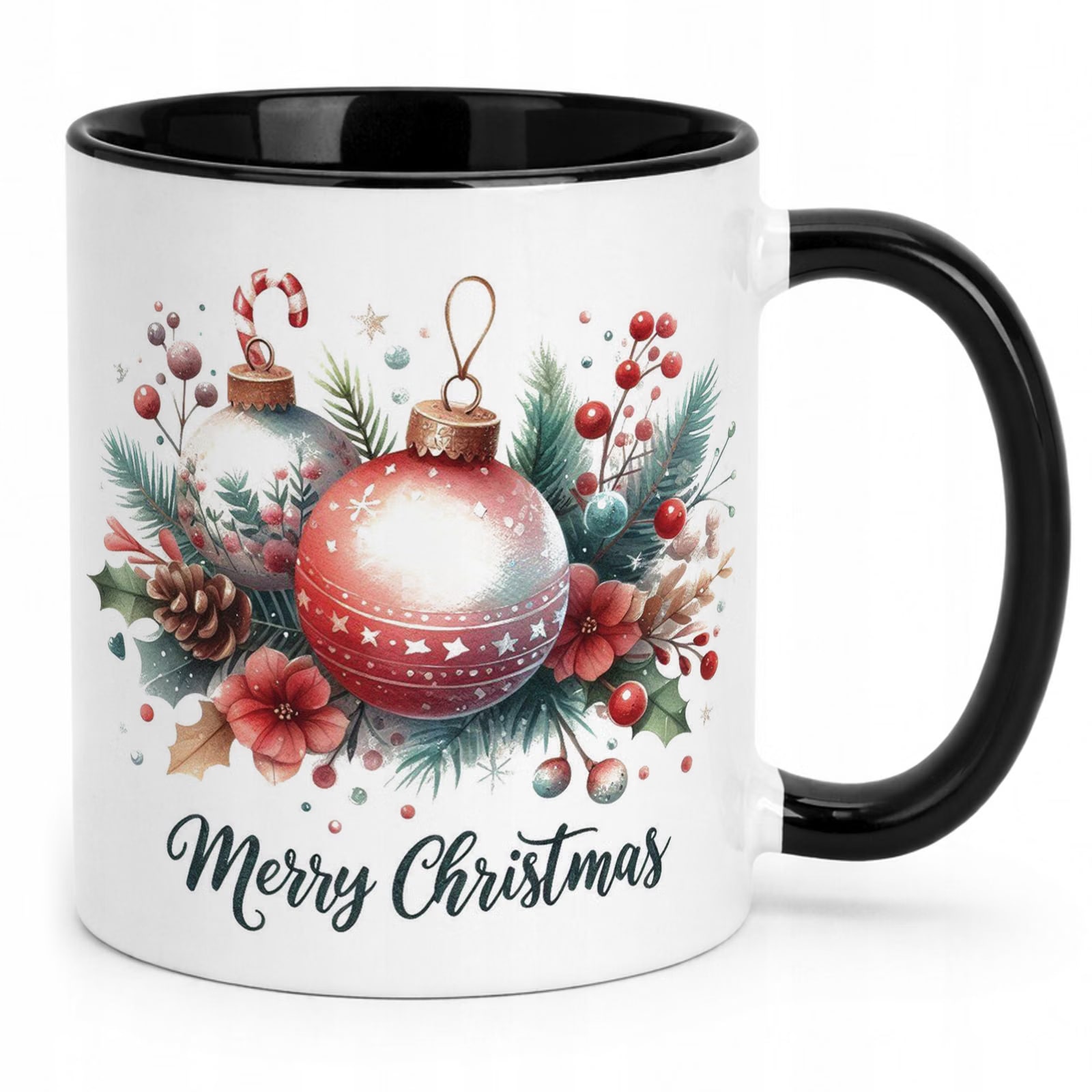 Kubek Czarny z Nadrukiem Boże Narodzenie Mikołajki Merry Christmas Prezent