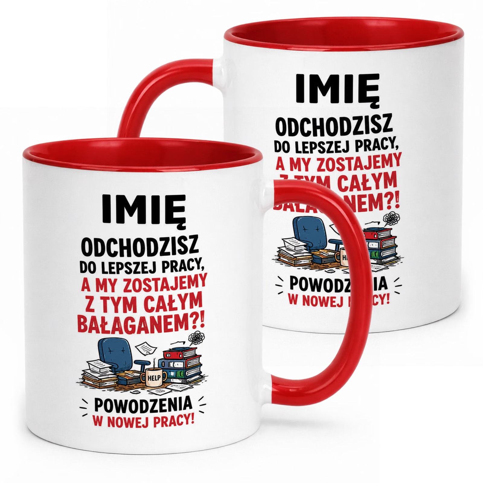 Kubek Czerwony Personalizowany z Nadrukiem Pożegnanie Odejście z Pracy