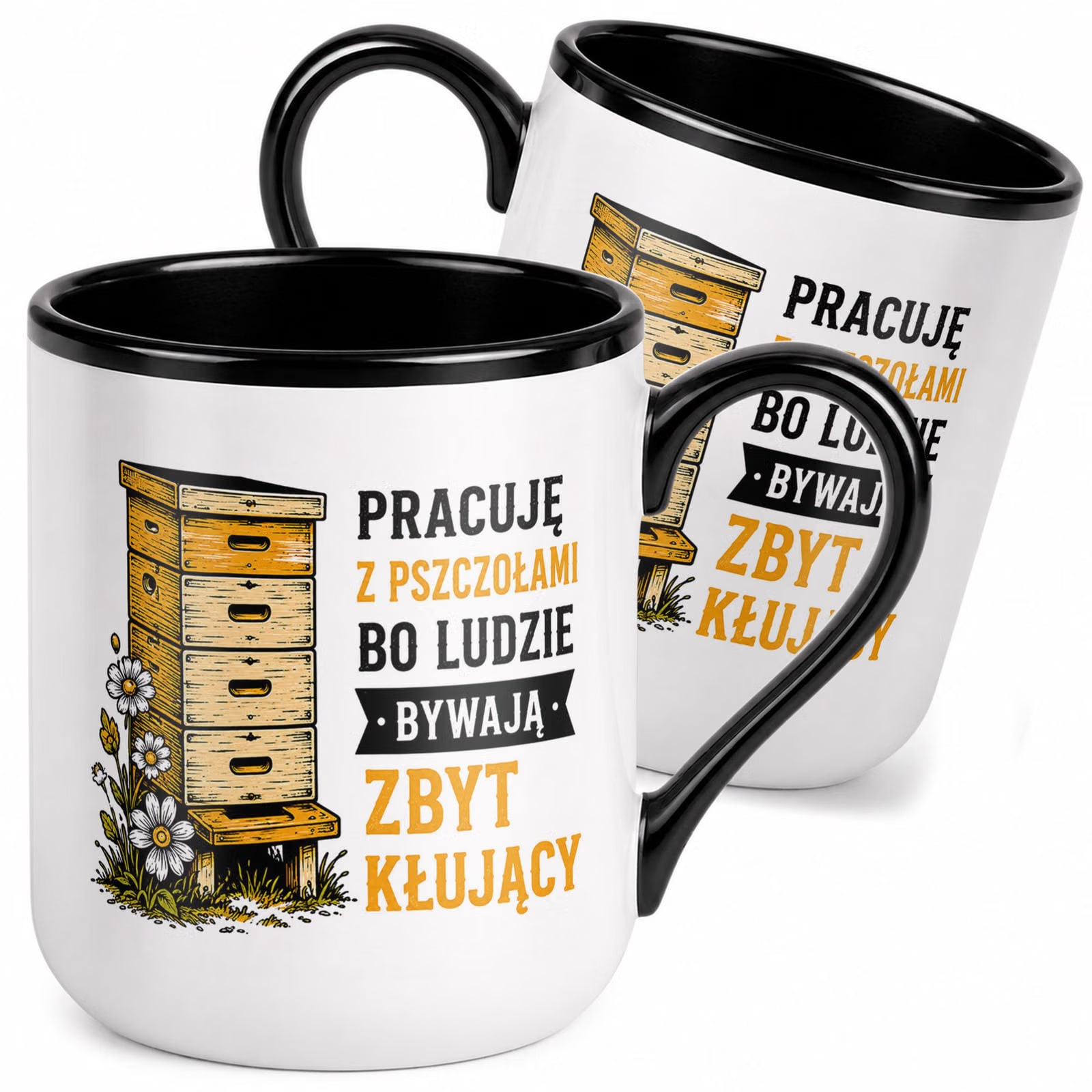 Kubek z nadrukiem Premium Czarny Dla Pszczelarza Szef Pasieki Prezent