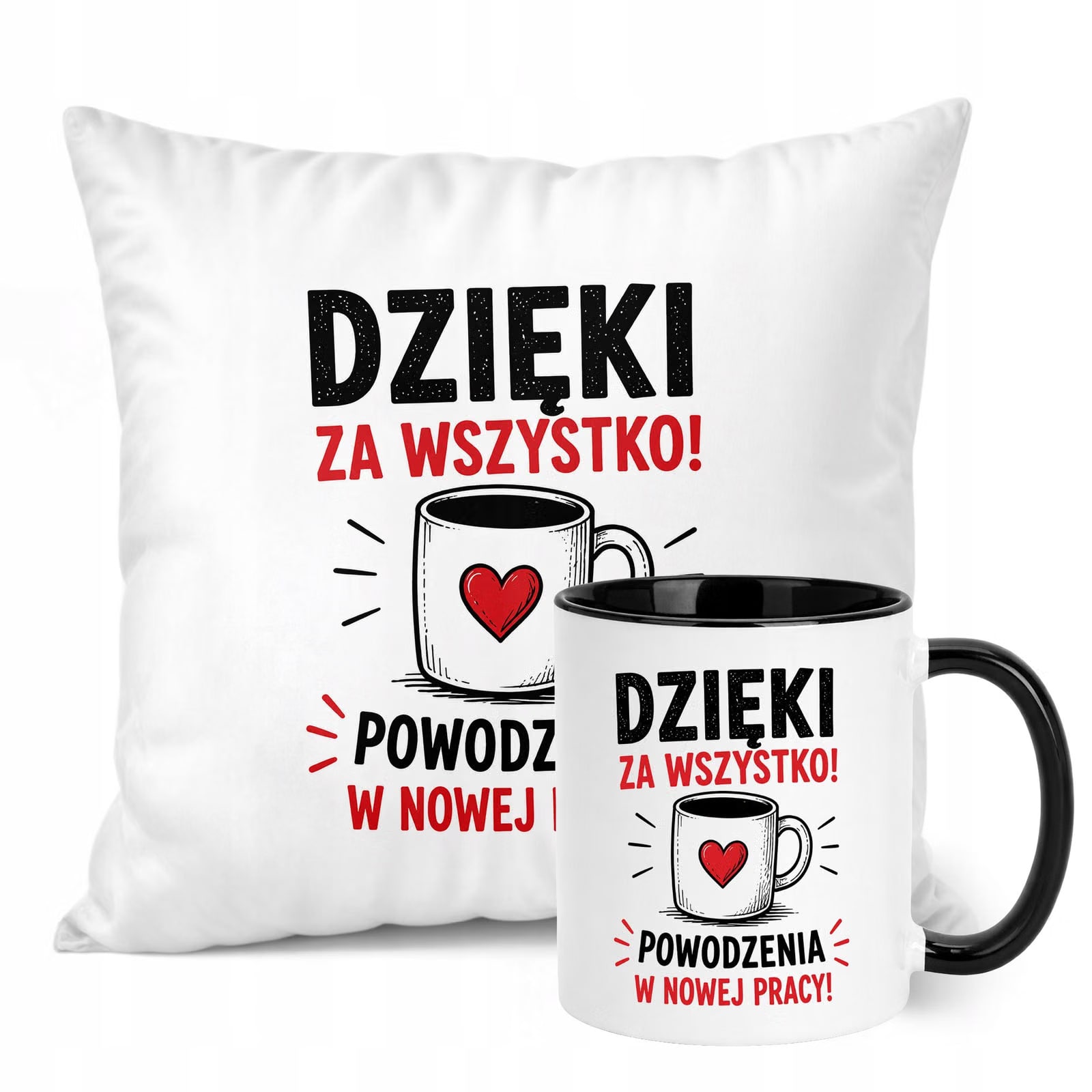 Zestaw Kubek Czarny Poduszka Z Nadrukiem Odejście z Pracy Prezent