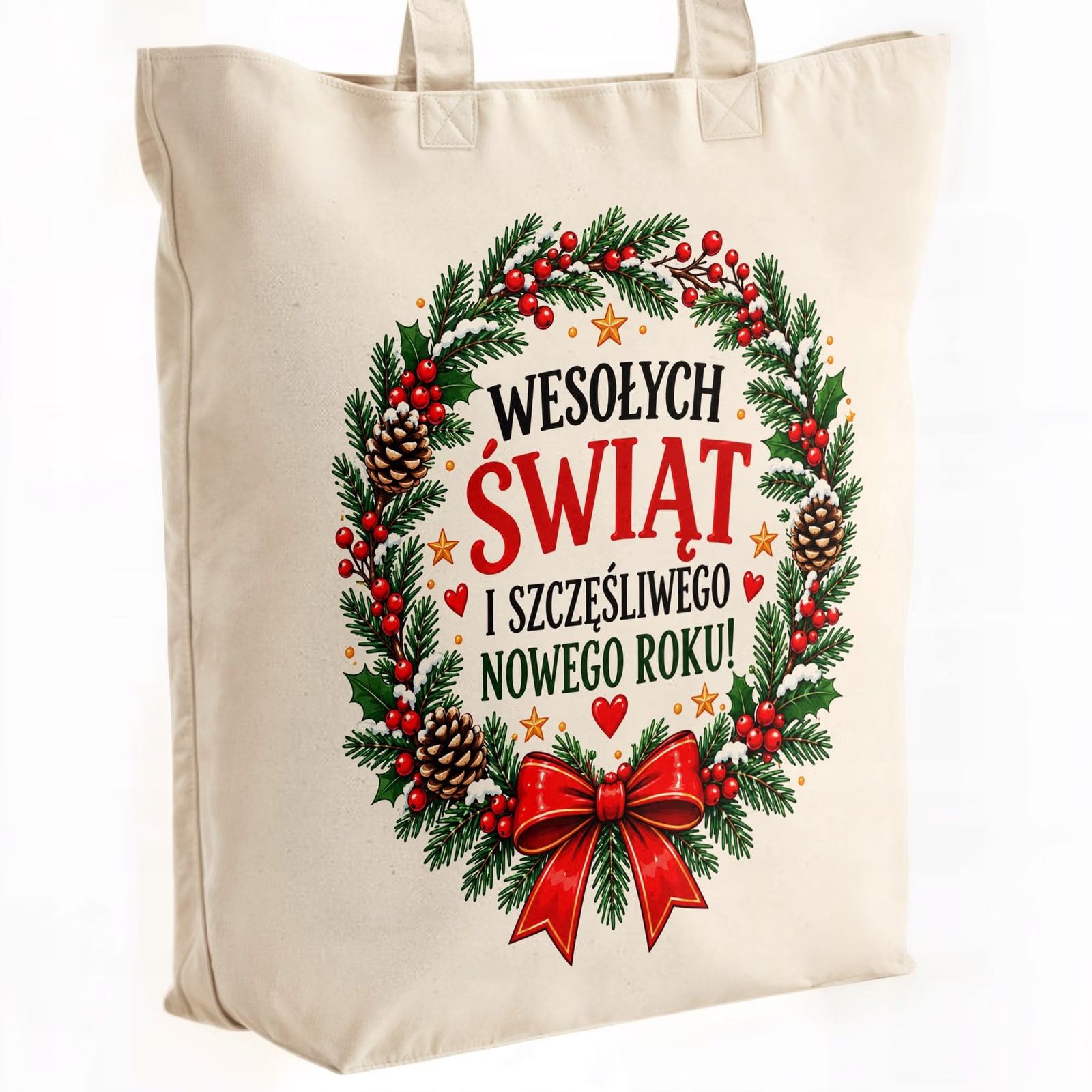 Torba shopper bawełniana premium święta boże narodzenie z nadrukiem