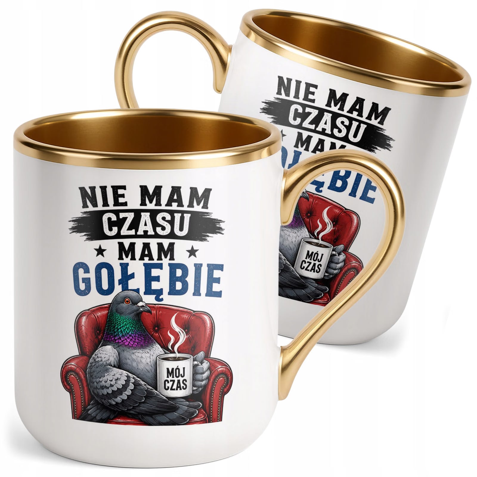 Kubek z nadrukiem Premium Złoty Dla Gołębiarza Hodowcy Gołębi Prezent