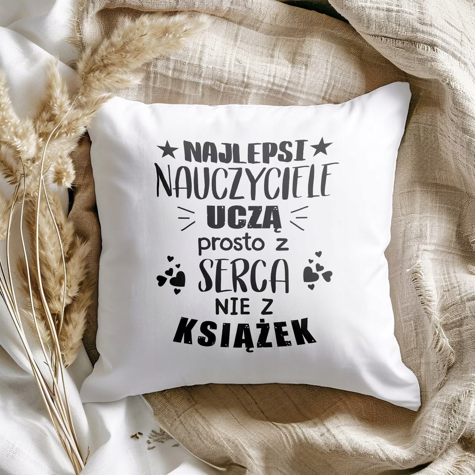 Poduszka Jasiek 38x38cm z Nadrukiem Dzień Nauczyciela Prezent Upominek