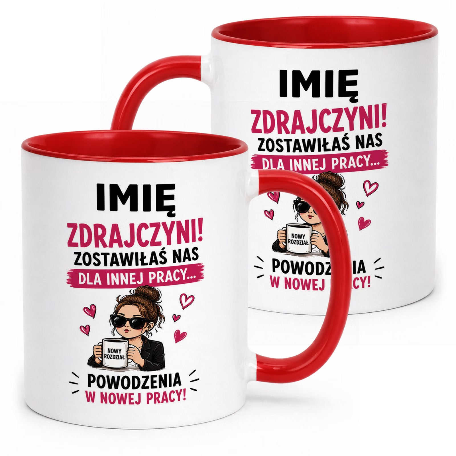 Kubek Czerwony Personalizowany z Nadrukiem Pożegnanie Odejście z Pracy