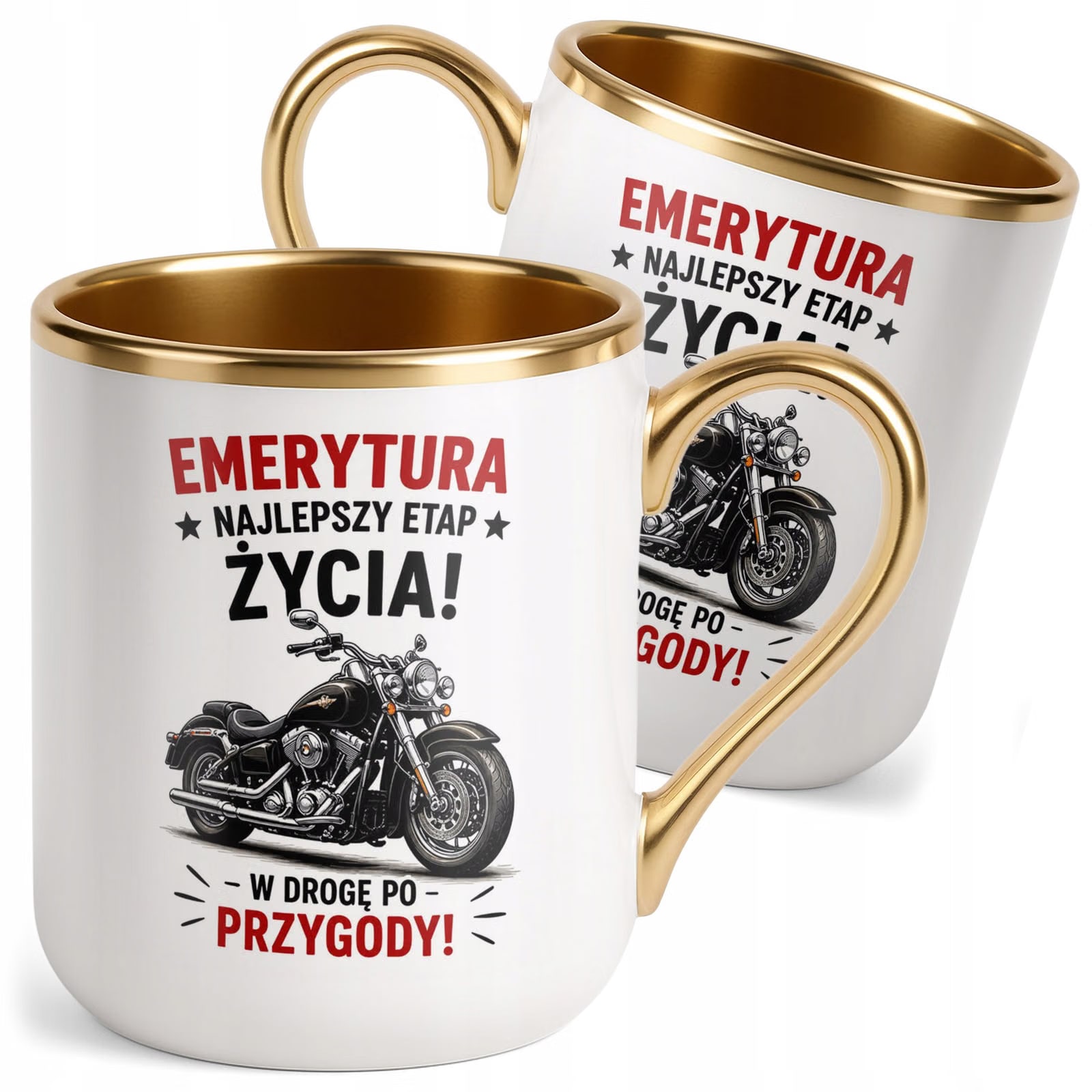 Kubek z nadrukiem Premium Złoty Emerytura Dla Emeryta Prezent