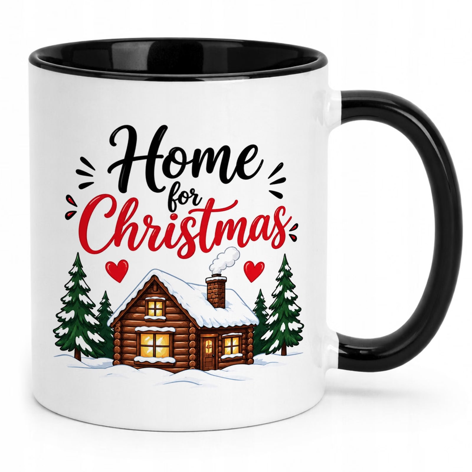 Kubek Czarny Boże Narodzenie Mikołajki Home For Christmas Prezent