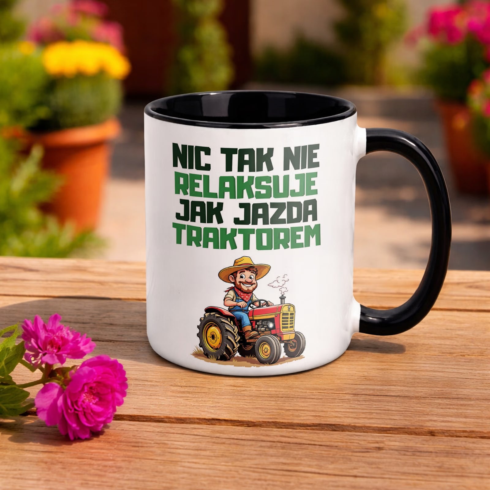 Kubek Czarny Rolnik Dla Rolnika Traktor Zabawny Prezent Upominek
