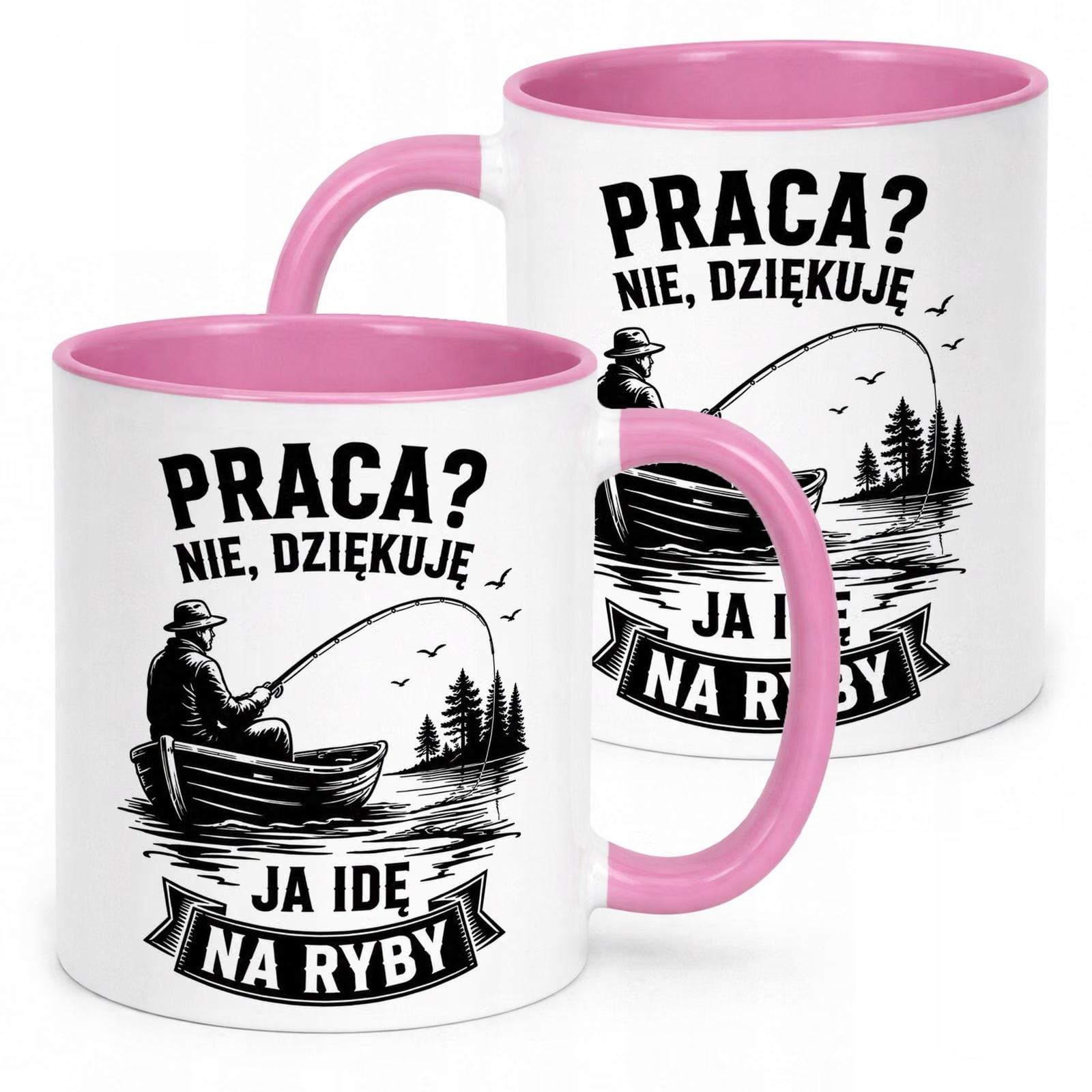 Różowy Kubek z nadrukiem Dla Wędkarza Rybaka Upominek Prezent