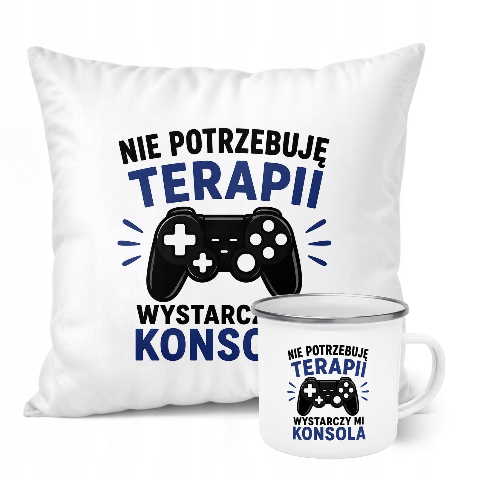Zestaw Kubek Emaliowany Poduszka Dzień Chłopaka Z Nadrukiem