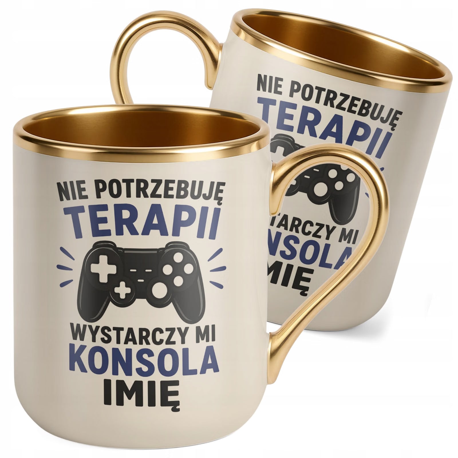 Kubek personalizowany z nadrukiem Premium Złoty Ecru Dzień Chłopaka