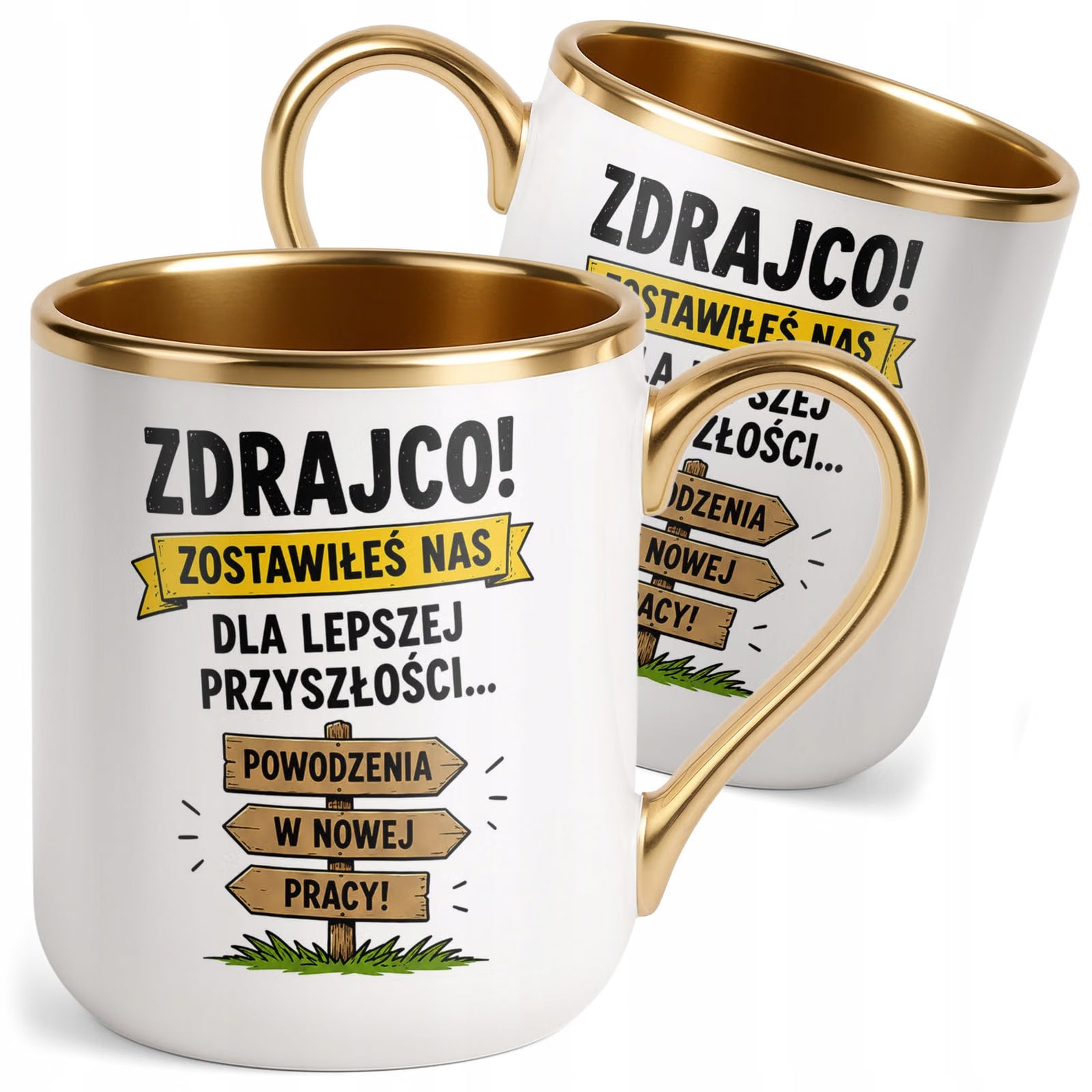 Kubek z nadrukiem Premium Złoty Pożegnanie Odejście z Pracy