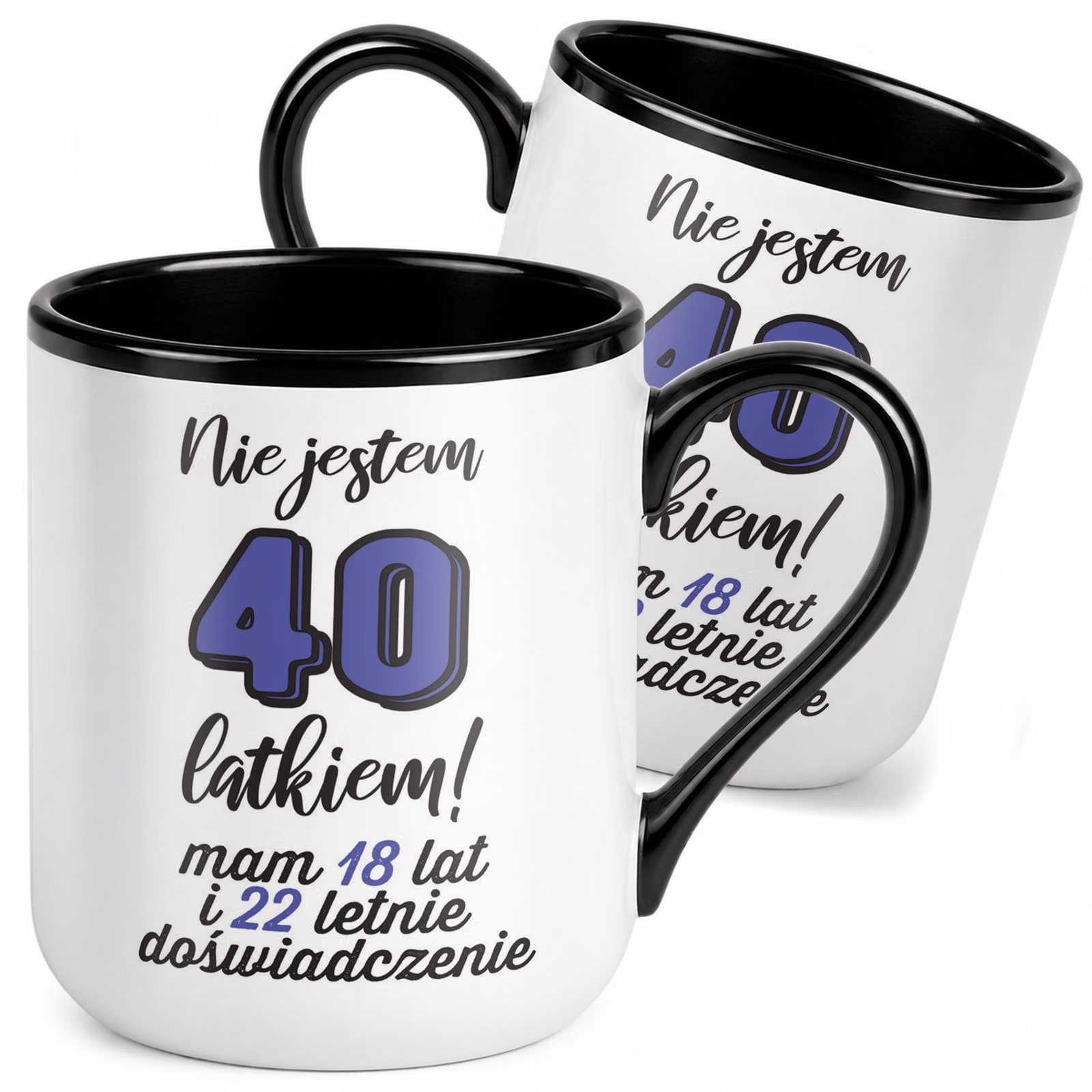 Kubek z nadrukiem Premium Czarny Na 40 Urodziny Upominek Prezent