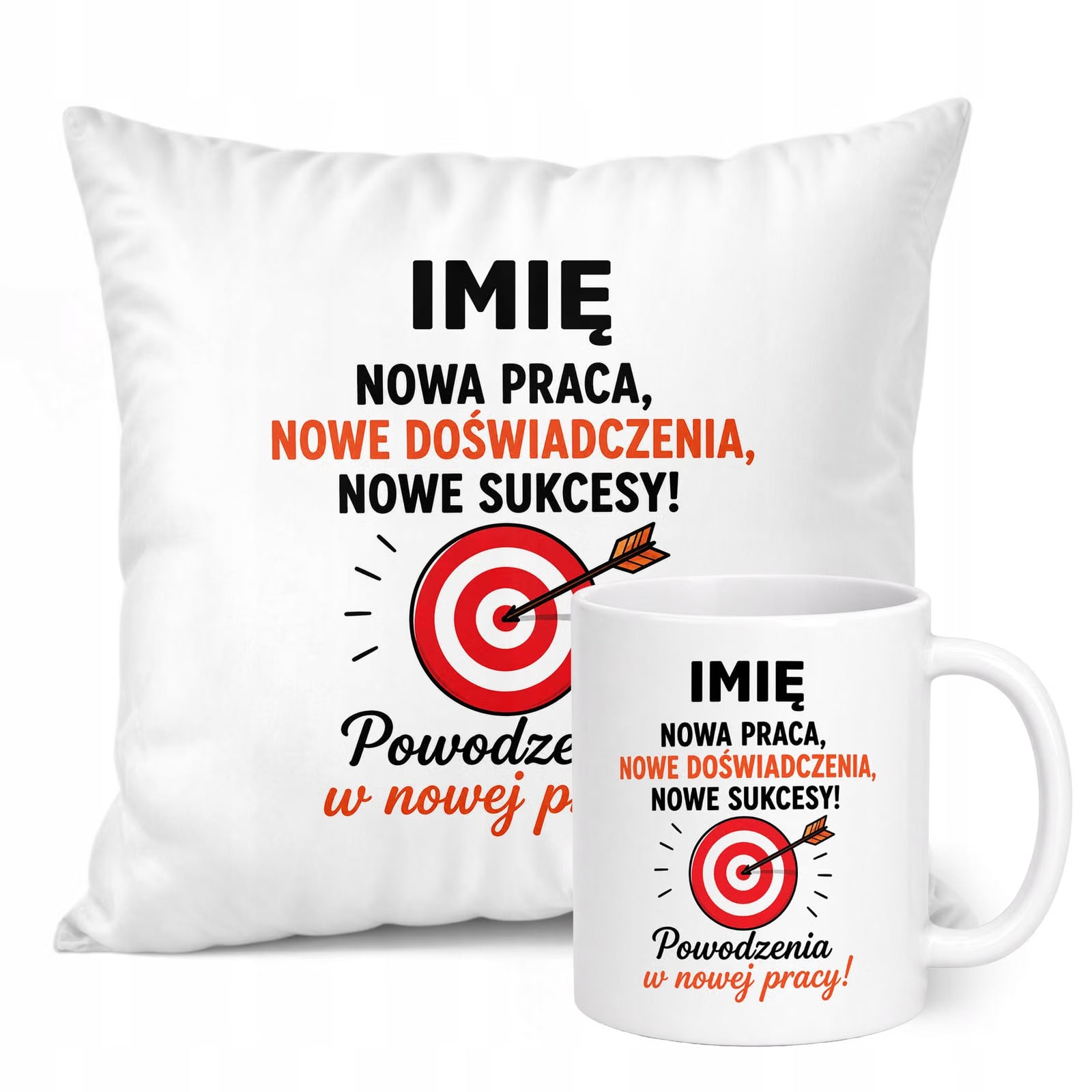 Zestaw Personalizowany Kubek Biały Poduszka Odejście z Pracy Prezent