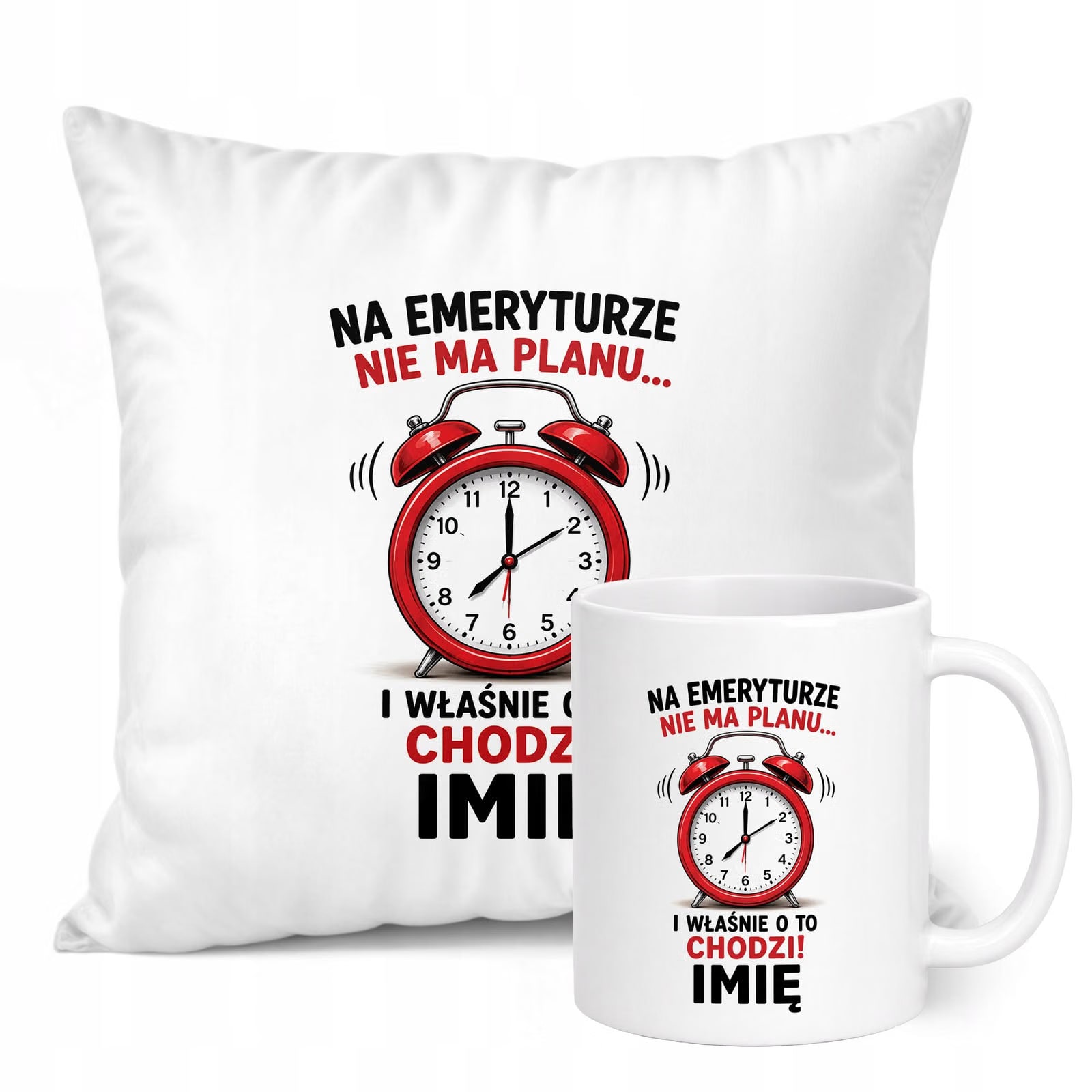 Zestaw Personalizowany Kubek Biały Poduszka Emerytura Upominek Prezent