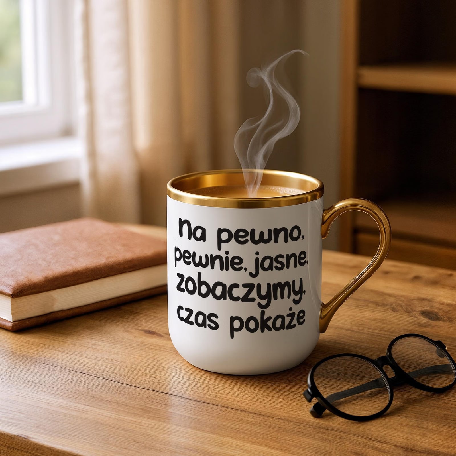 Kubek Premium Złoty No Pewno Pewnie Jasne Zobaczymy Zabawny Prezent