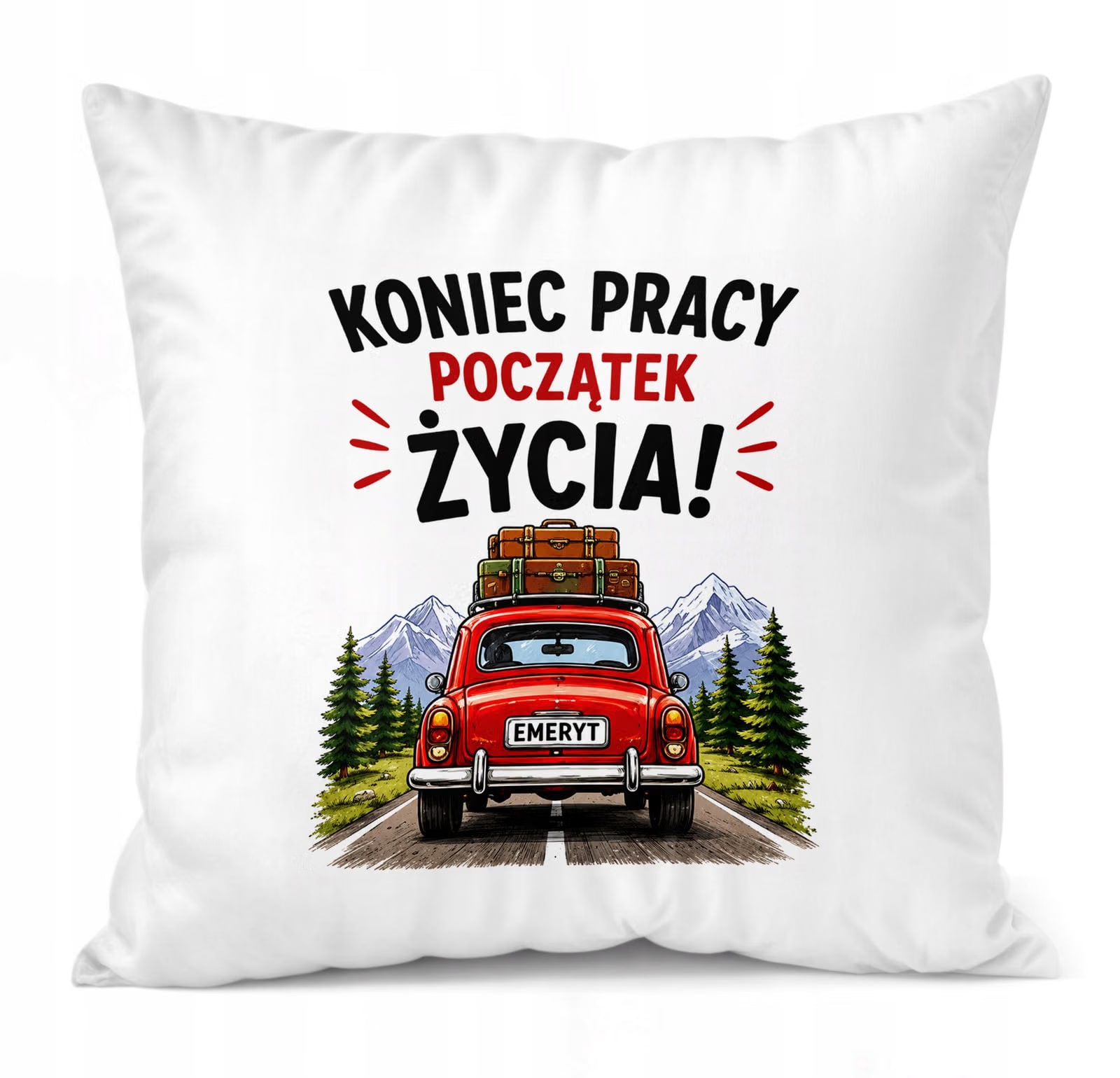 Poduszka Jasiek 38x38cm z Nadrukiem Emerytura Dla Emeryta Emerytki Prezent