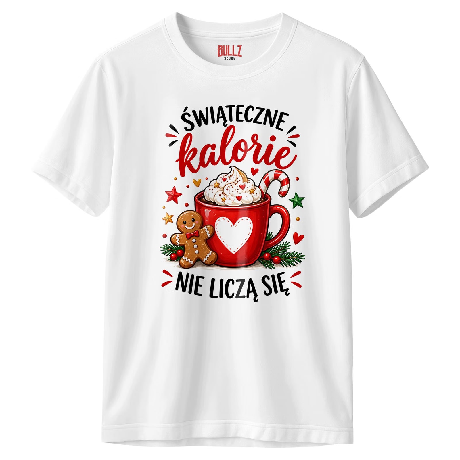 Biała koszulka męska Boże Narodzenie i Renifery