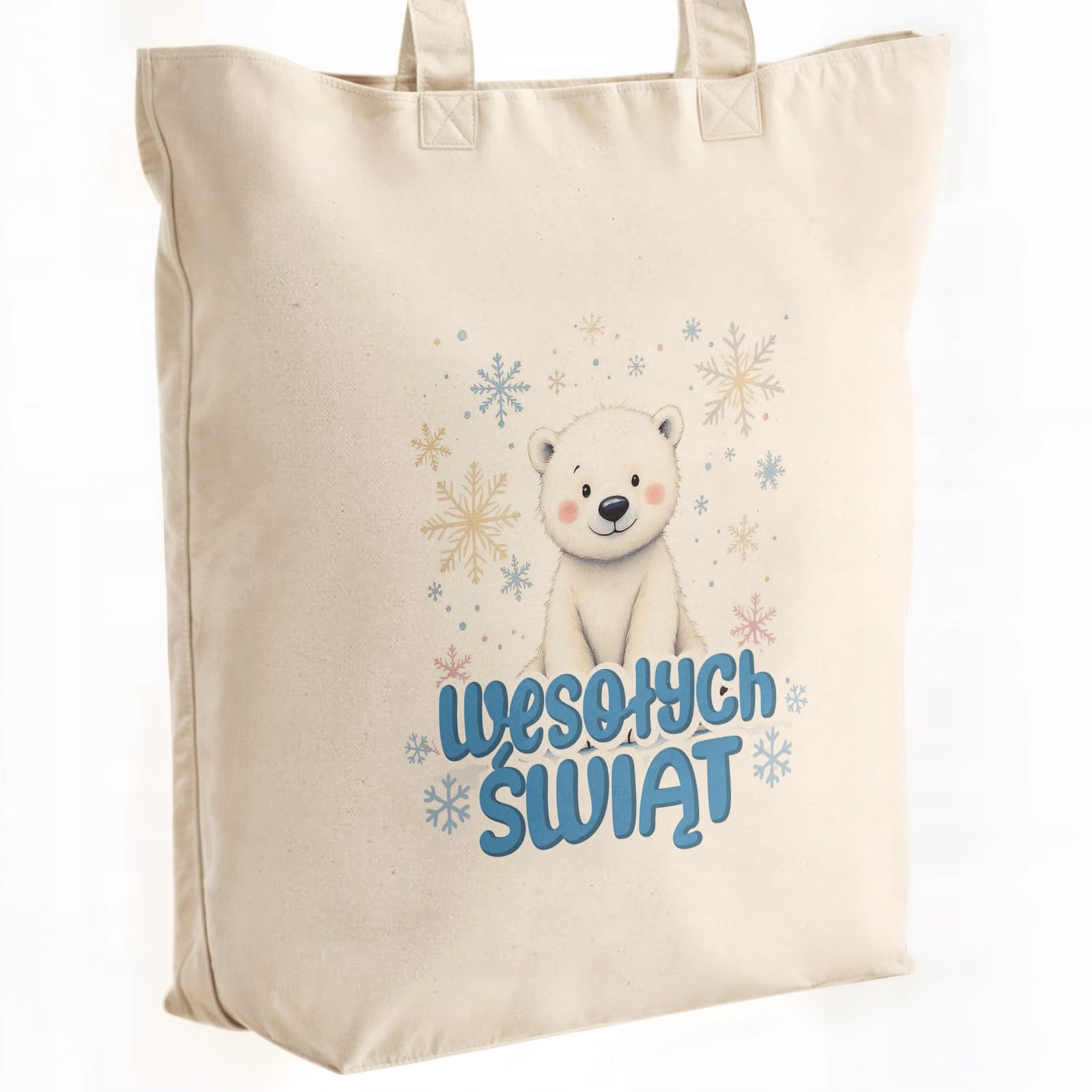 Torba shopper bawełniana premium świąteczna na zakupy z nadrukiem
