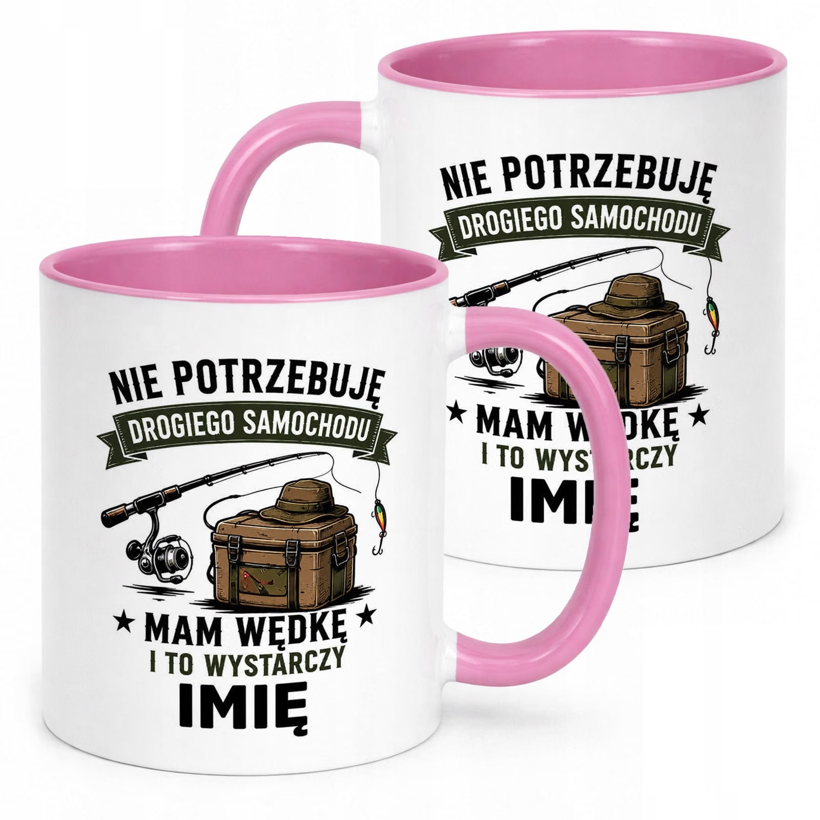 Różowy Kubek Personalizowany z nadrukiem Dla Wędkarza Upominek Prezent