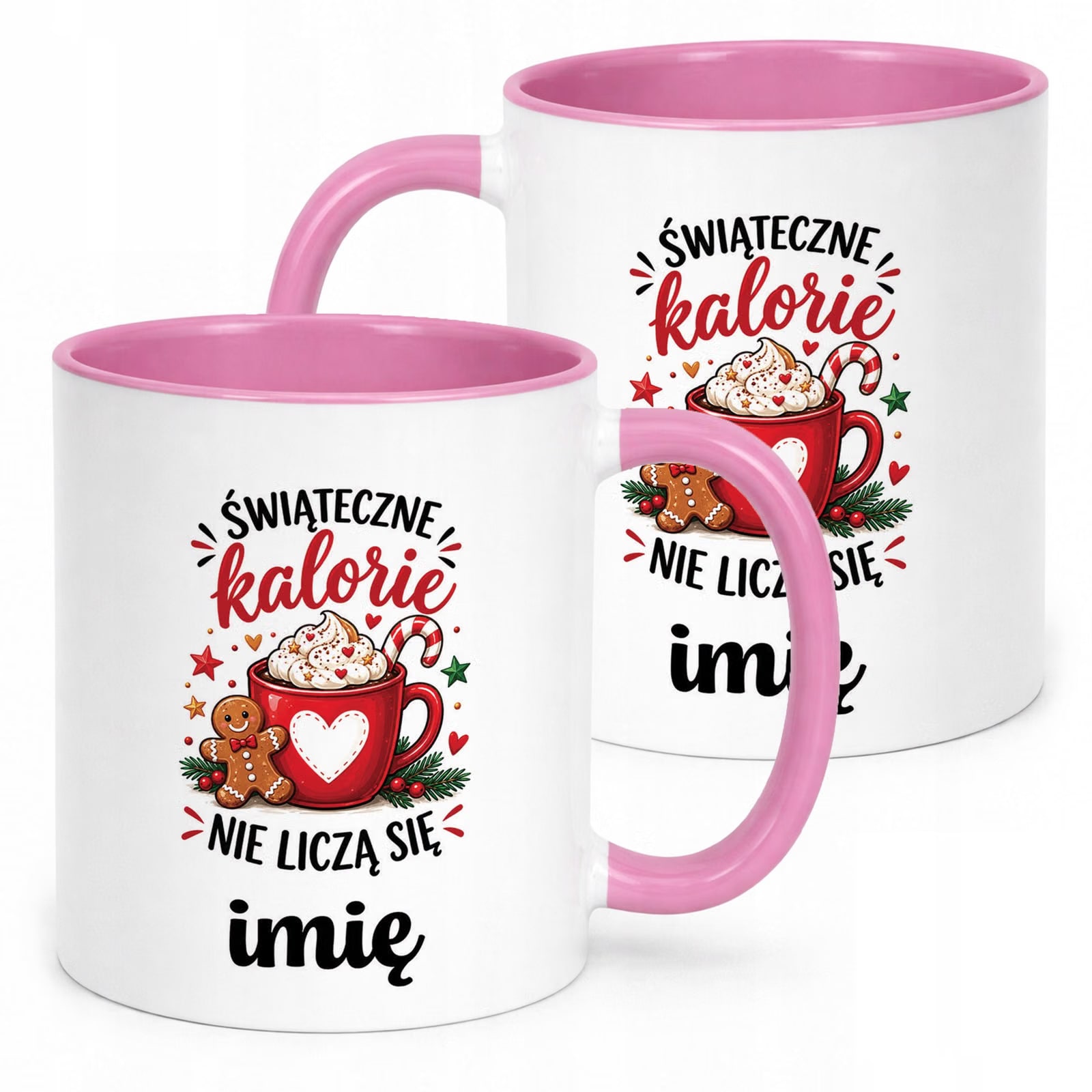 Kubek Różowy Personalizowany z Nadrukiem Boże Narodzenie Święta Prezent
