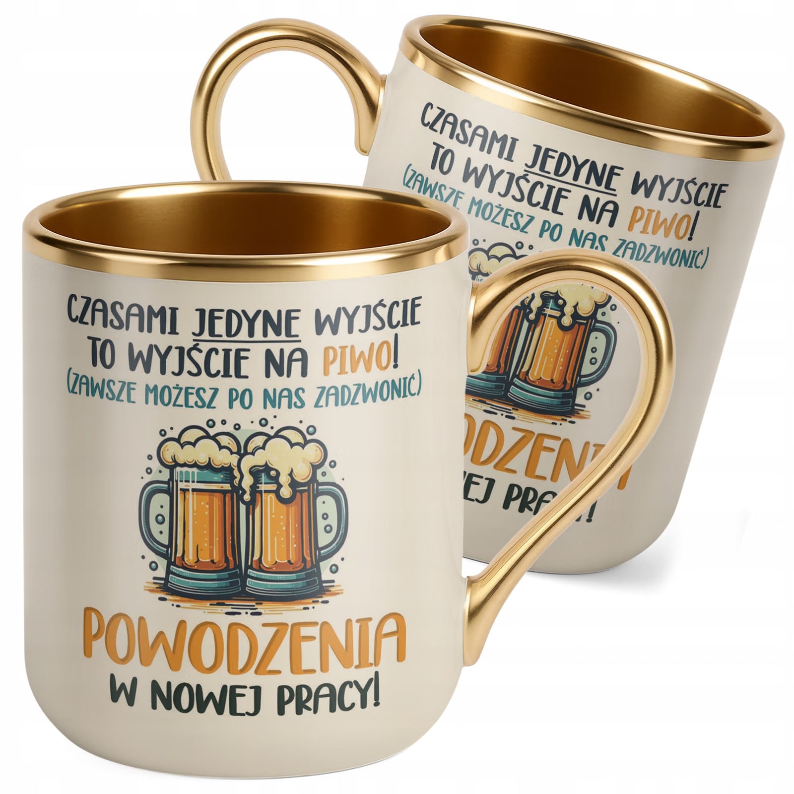 Kubek Premium Złoty Ecru Pożeganie Odejście z Pracy Prezent Upominek