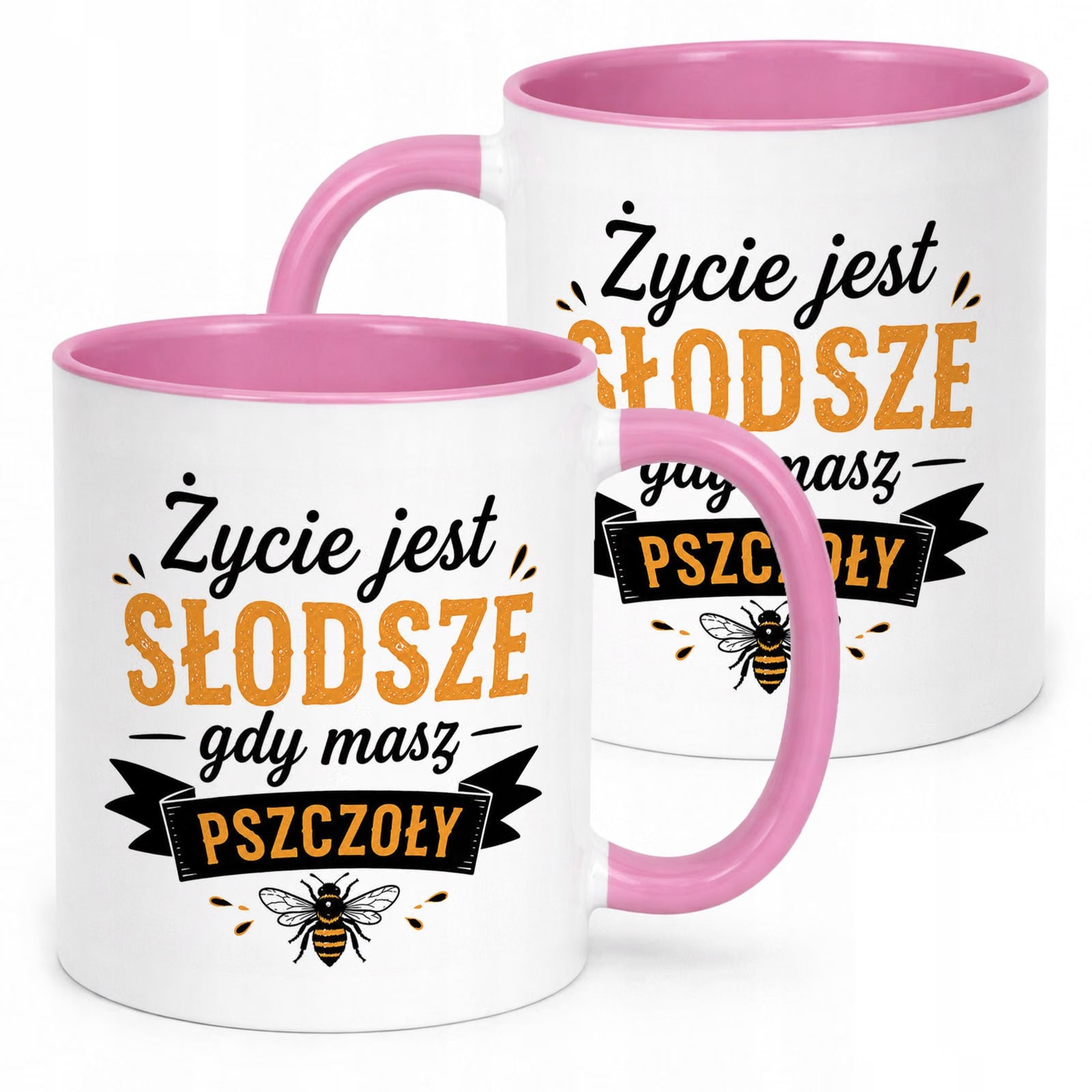 Różowy Kubek z nadrukiem Dla Pszczelarza Szef Pasieki Upominek Prezent