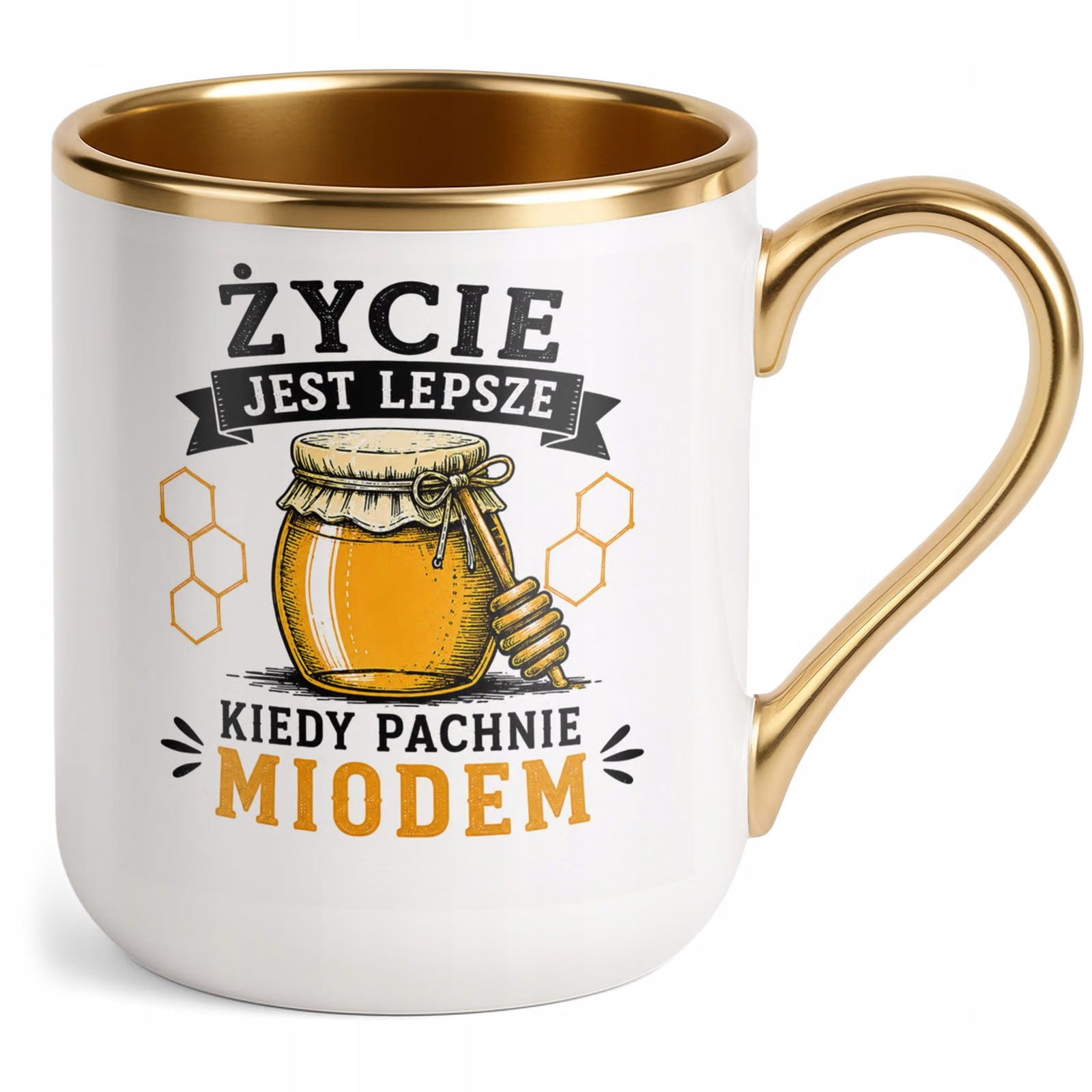Kubek z nadrukiem Premium Złoty Dla Pszczelarza Szef Pasieki Prezent