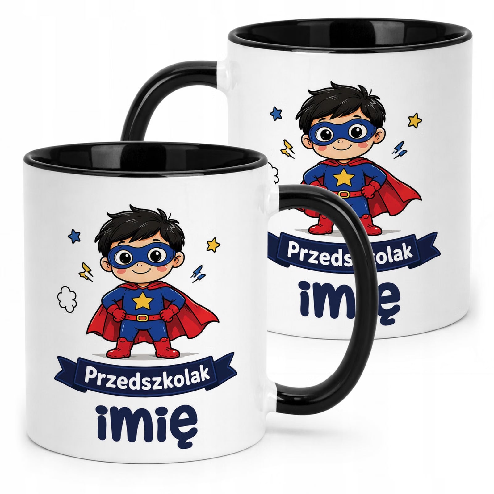 Kubek Czarny z nadrukiem personalizowany Przedszkolak Szkoła Dla Dzieci
