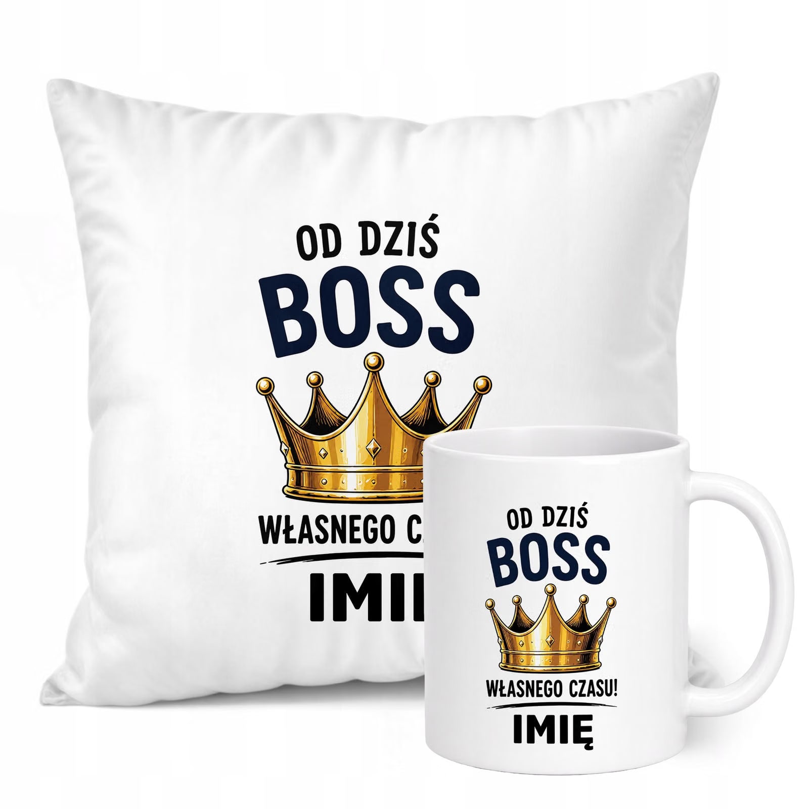 Zestaw Personalizowany Kubek Biały Poduszka Emerytura Dla Emeryta Prezent
