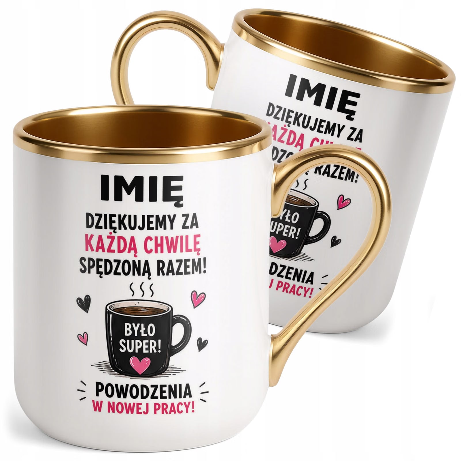 Kubek Personalizowany z nadrukiem Premium Złoty Odejście z Pracy