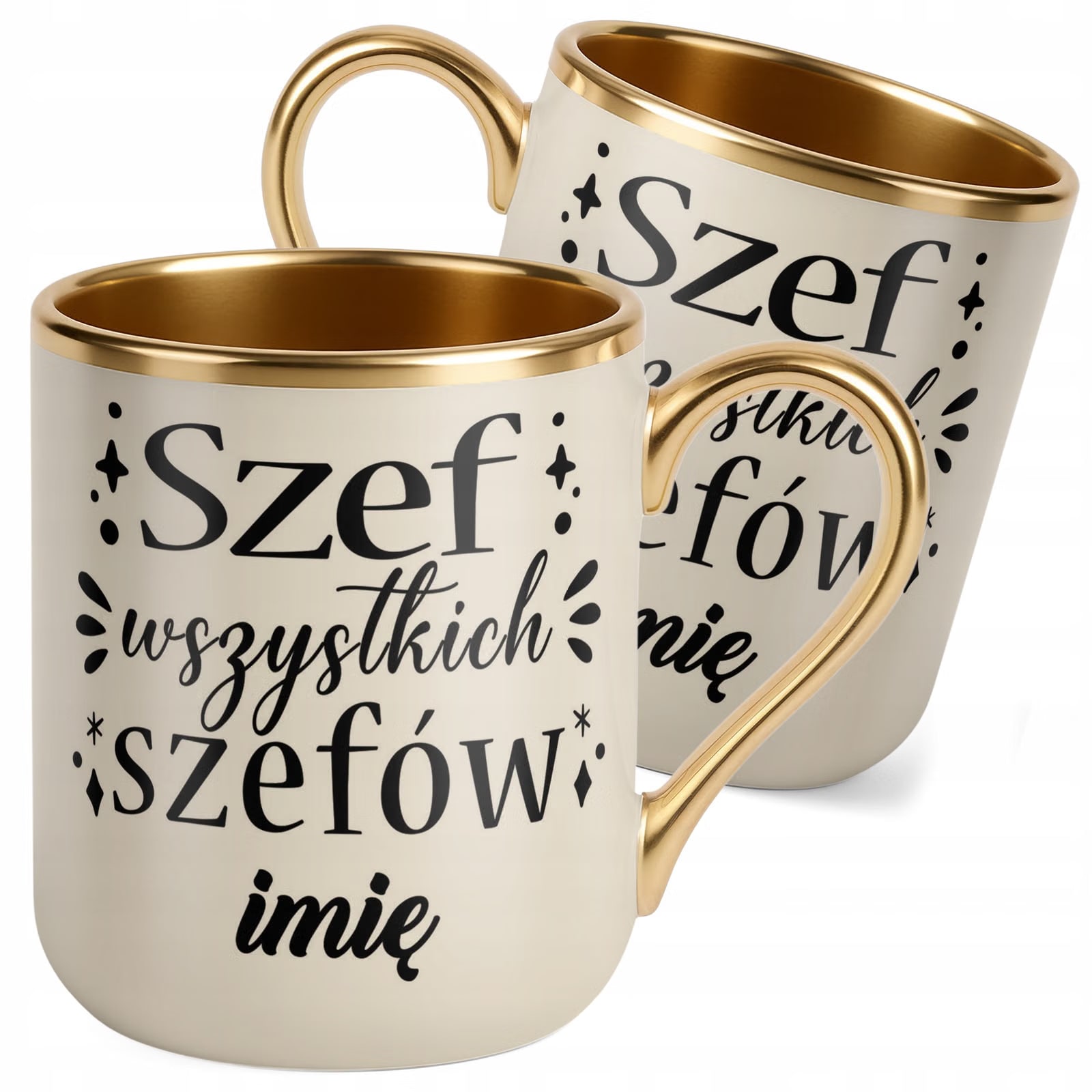 Kubek Premium Złoty Ecru Personalizowany Wszystkich Szefów Dla Szefa