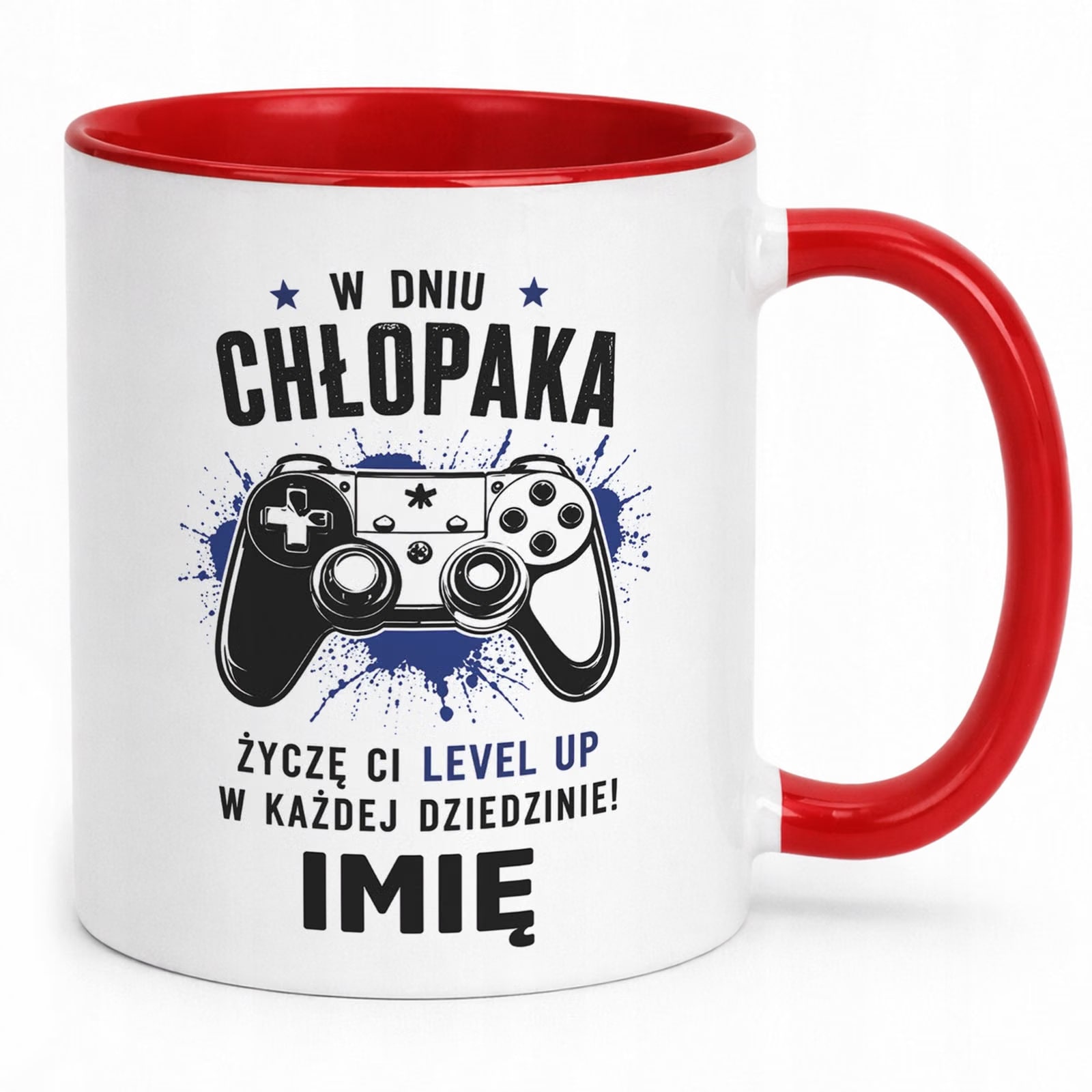 Czerwony Kubek personalizowany z nadrukiem Dzień Chłopaka Mężczyzny Prezent