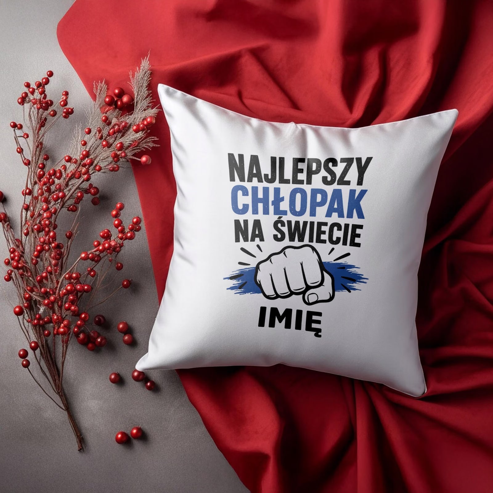 Poduszka Jasiek Personalizowana z nadrukiem Dzień Chłopaka 38x38cm Prezent