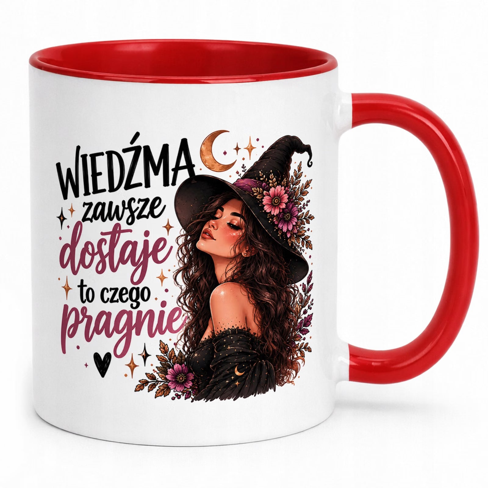Kubek Czerwony z Nadrukiem Dla Kobiet Czarownica Wiedźma Prezent Upominek