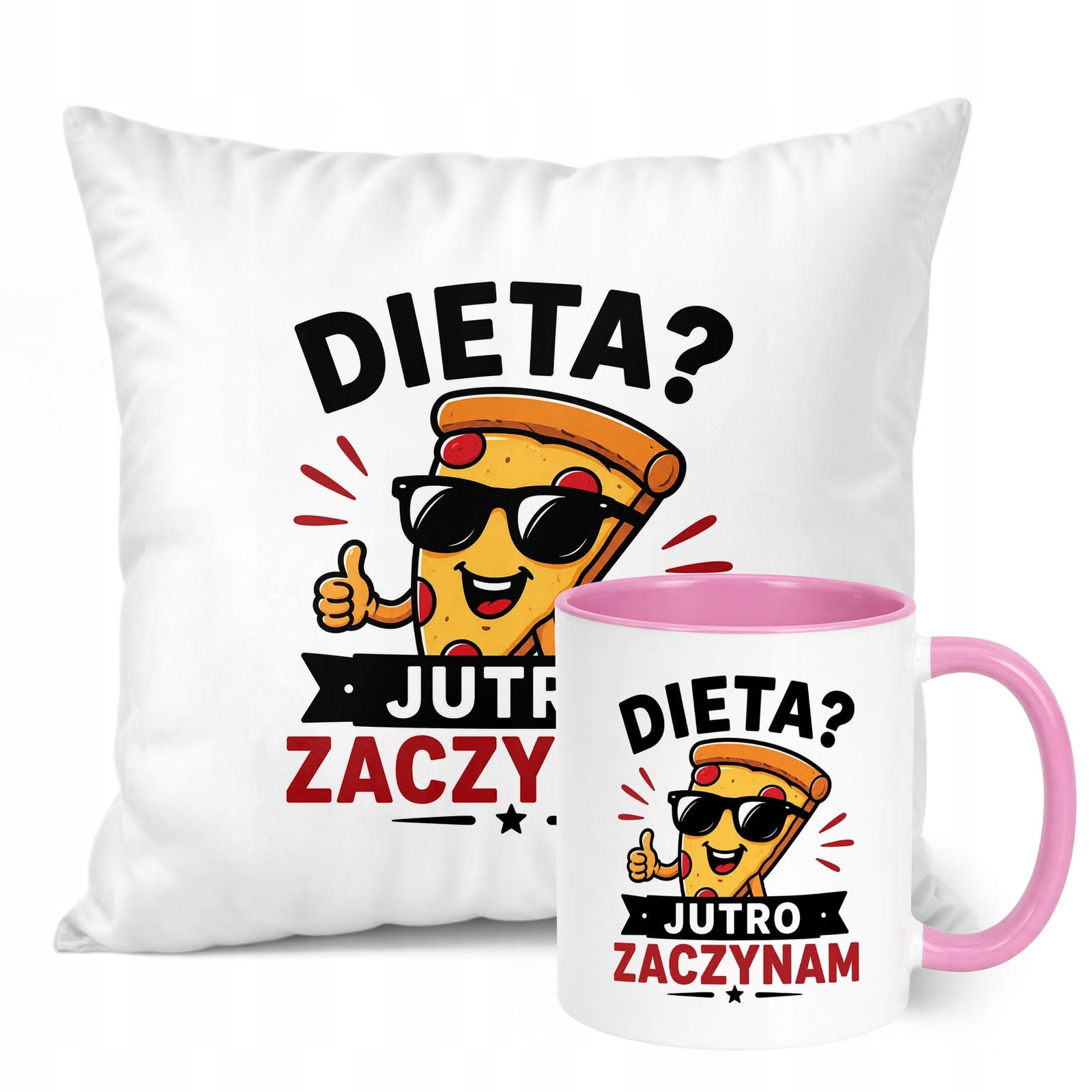 Zestaw Kubek Różowy Poduszka Dzień Chłopaka Z Nadrukiem Prezent