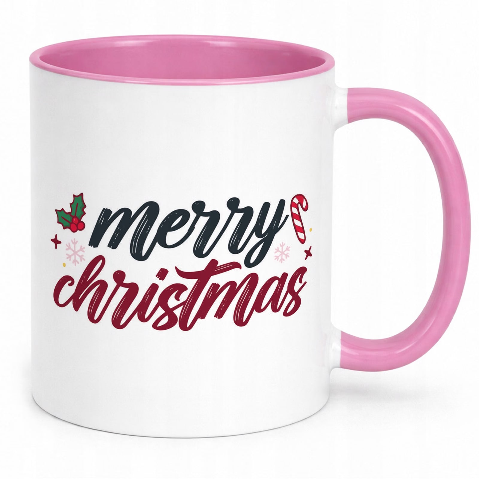 Kubek Różowy z Nadrukiem Boże Narodzenie Mikołajki Merry Christmas Prezent
