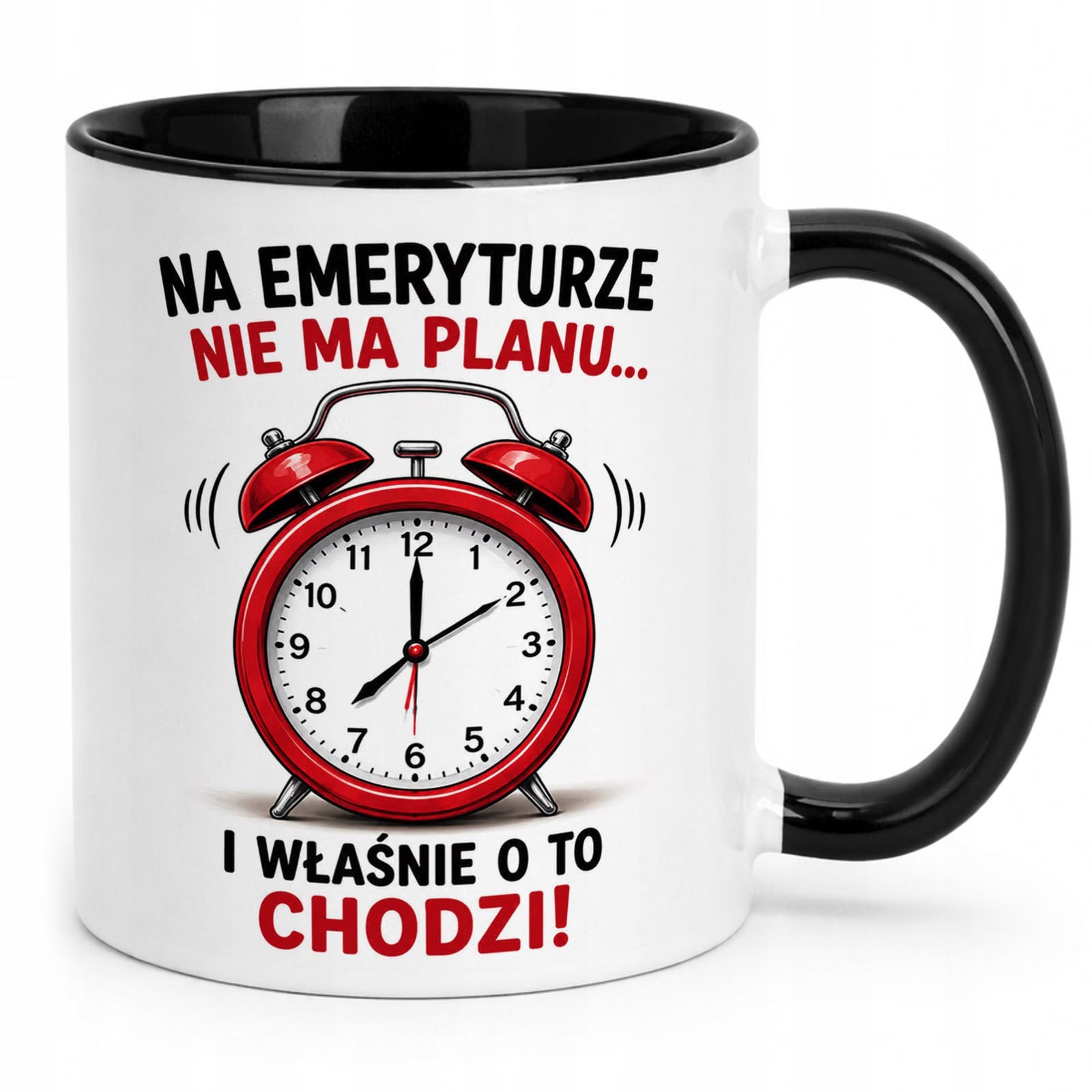 Kubek Czarny z nadrukiem Emerytura Dla Emeryta Emerytki Upominek Prezent